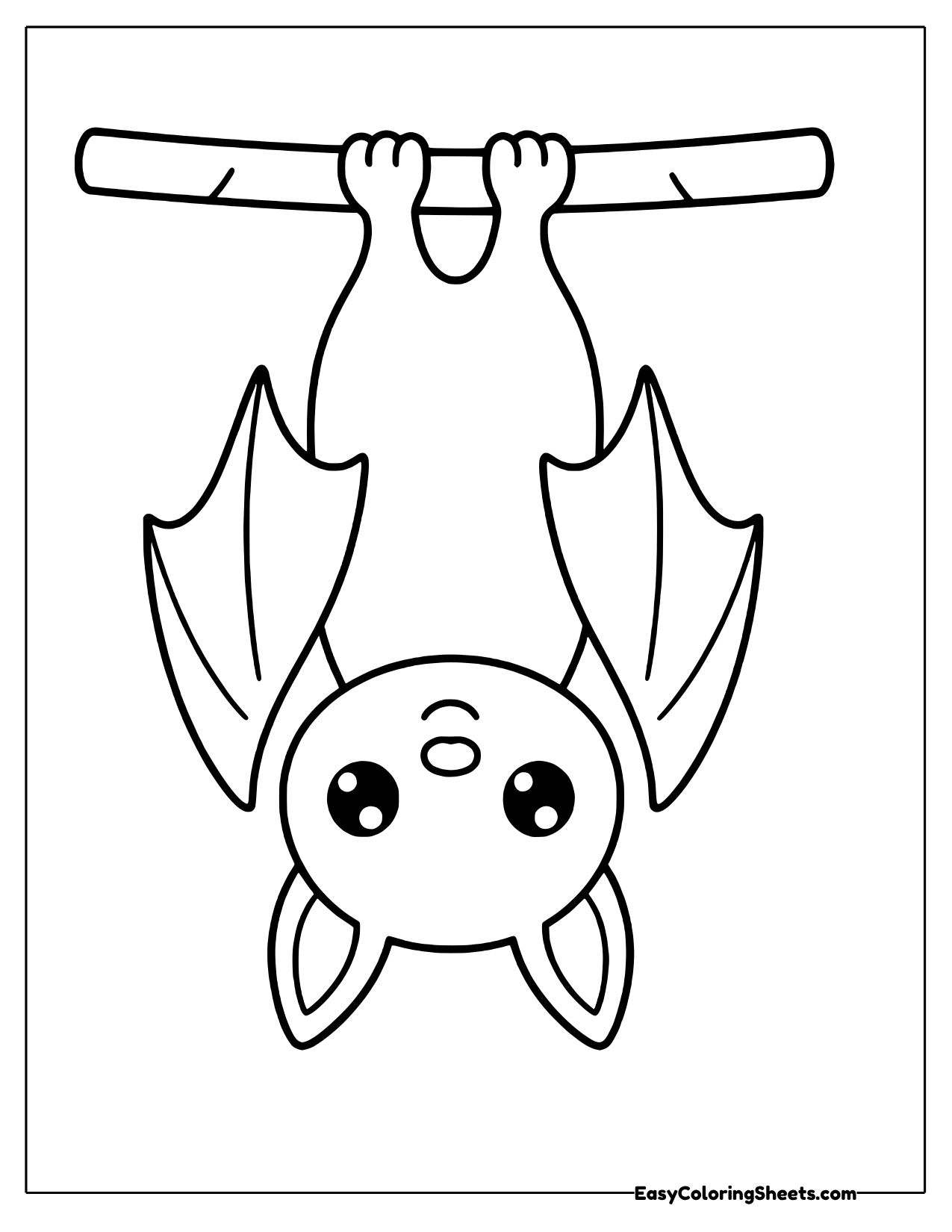 Bat hanging upside down from a branch
