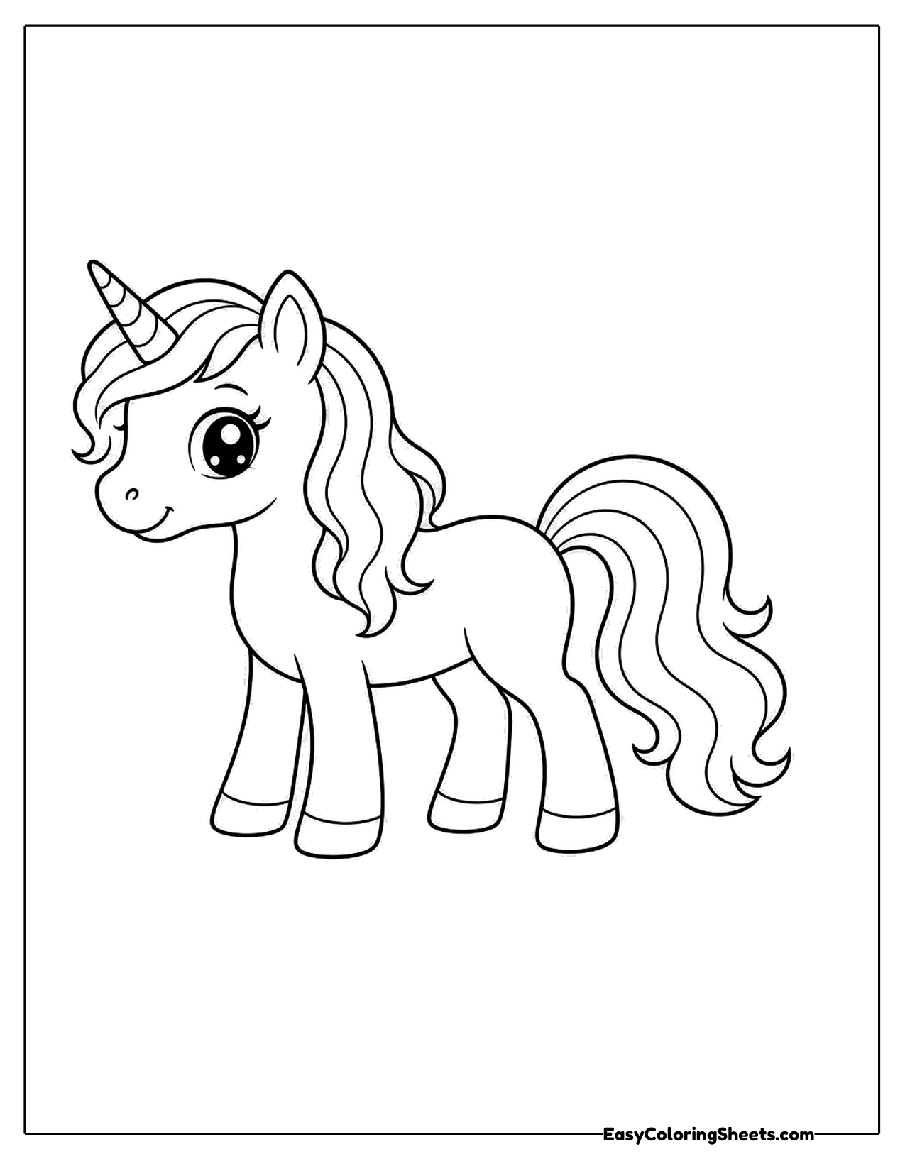Cute unicorn with a wavy mane