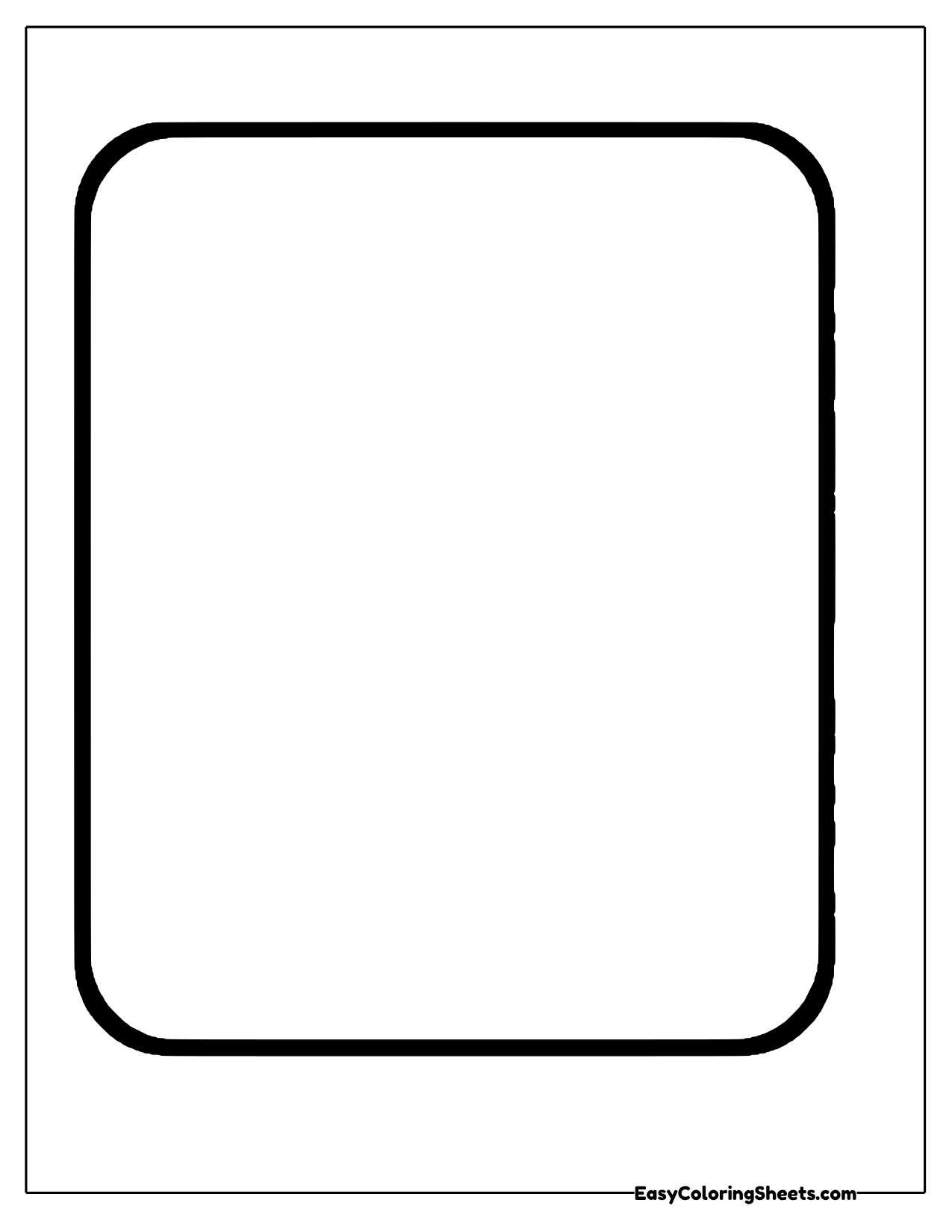 This rectangle shape coloring page shows one tall rectangle with softly rounded corners and a bold outline.