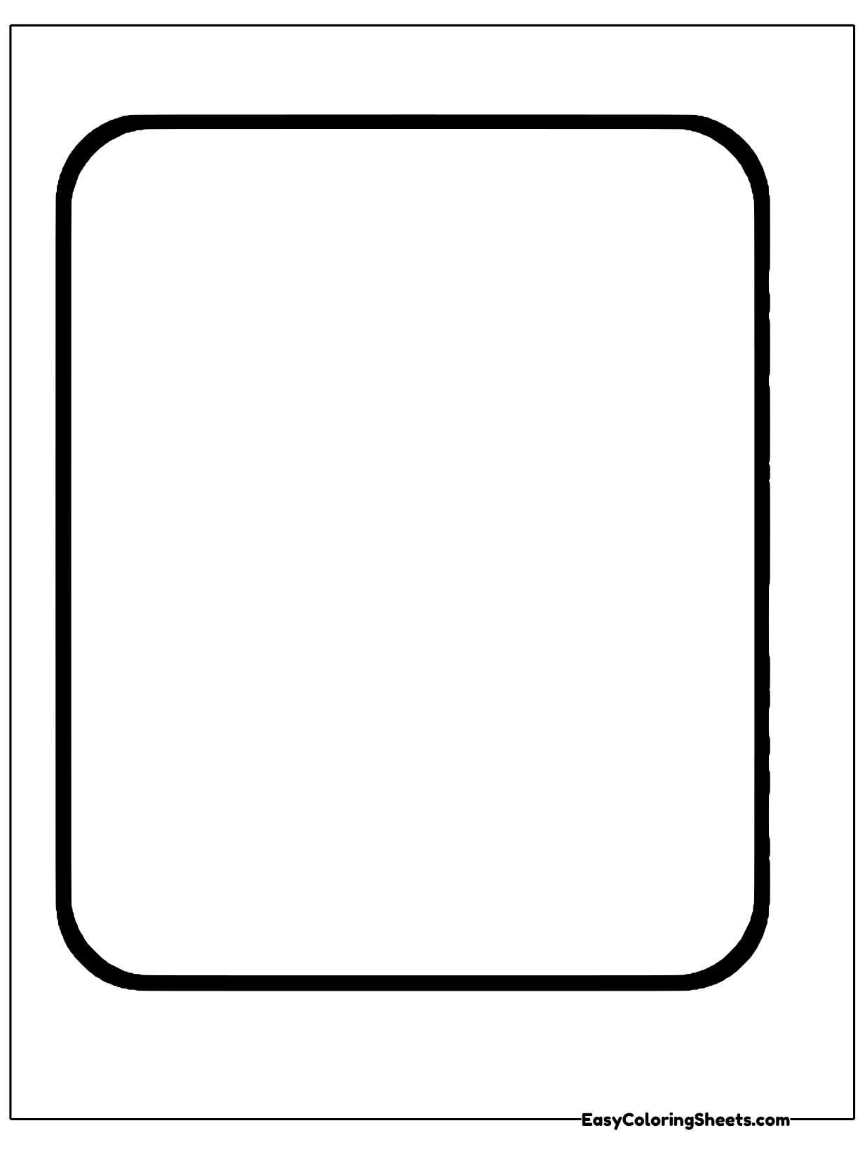 This rectangle shape coloring page shows one tall rectangle with softly rounded corners and a bold outline.