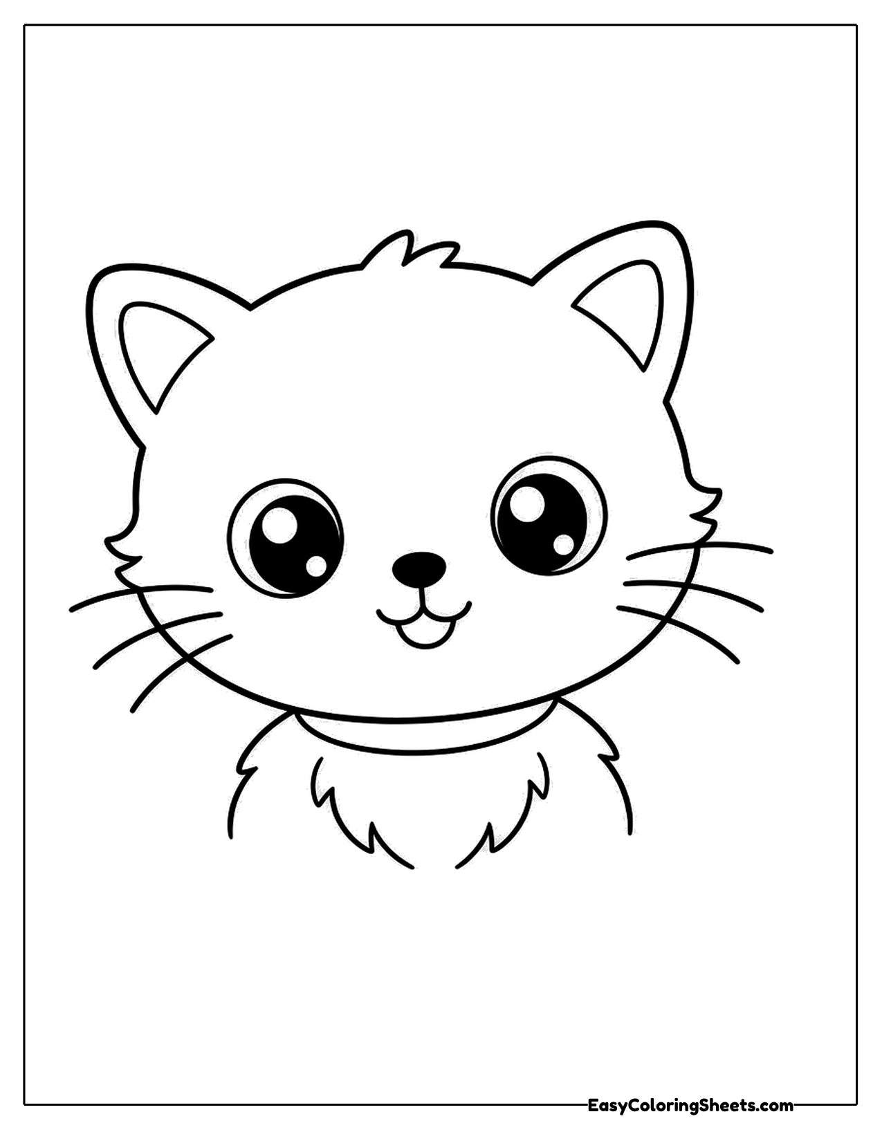 Cute cartoon cat face with big eyes