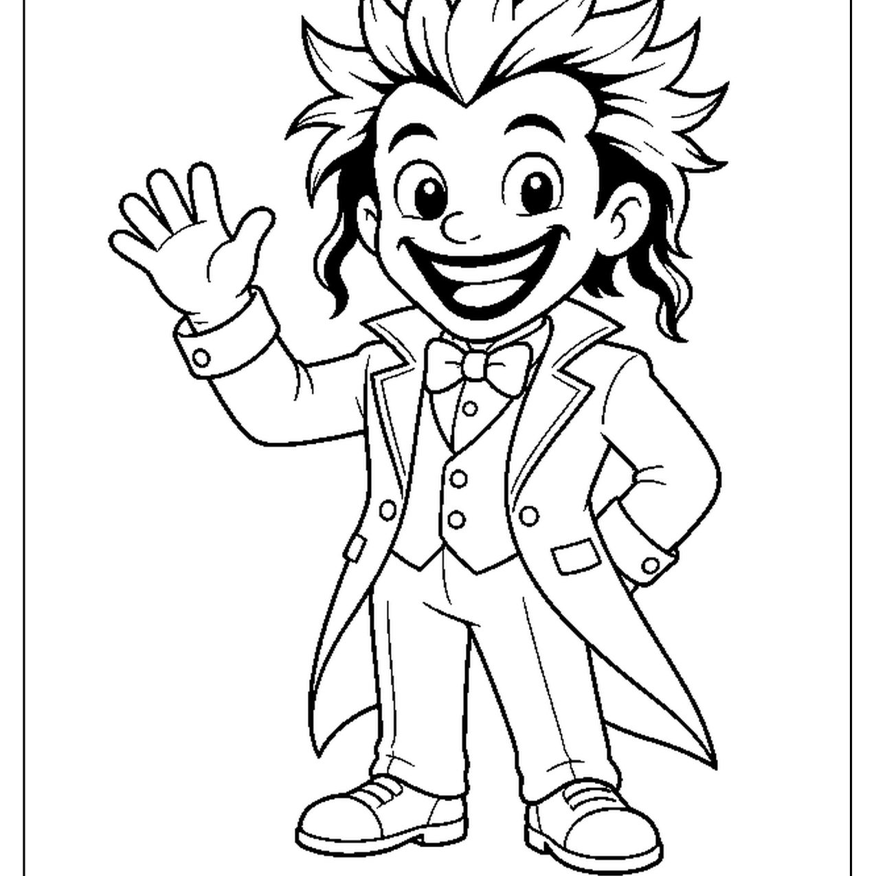 Grinning clown villain in a fancy suit