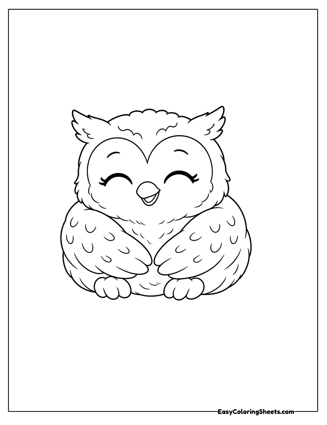 Happy owl with closed eyes