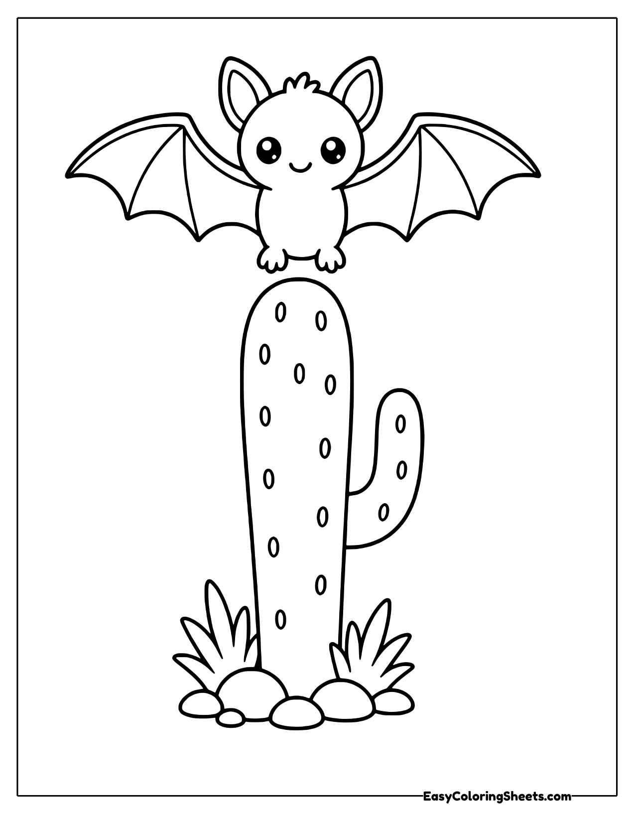 Bat sitting on top of a tall cactus