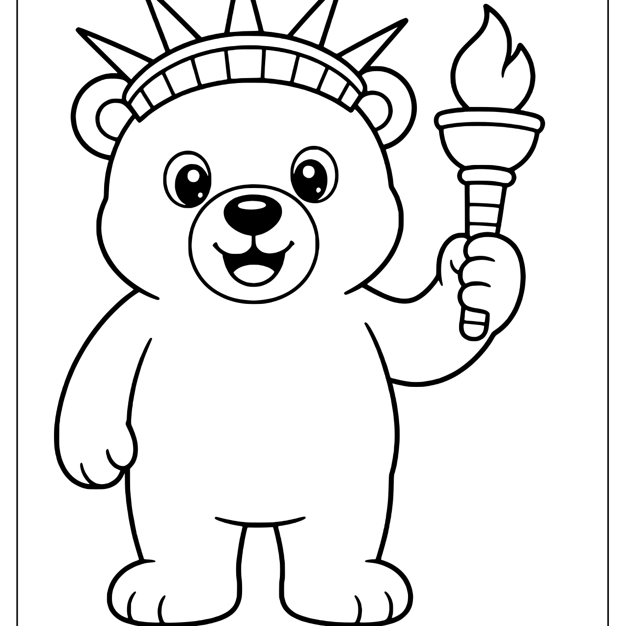 Bear wearing a Statue of Liberty crown and holding up a torch