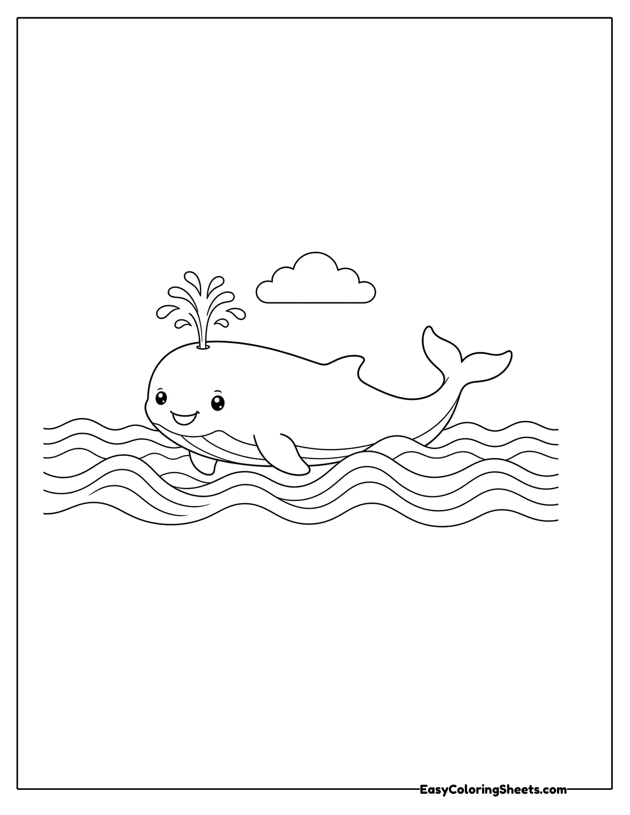 Whale spouting water in the waves