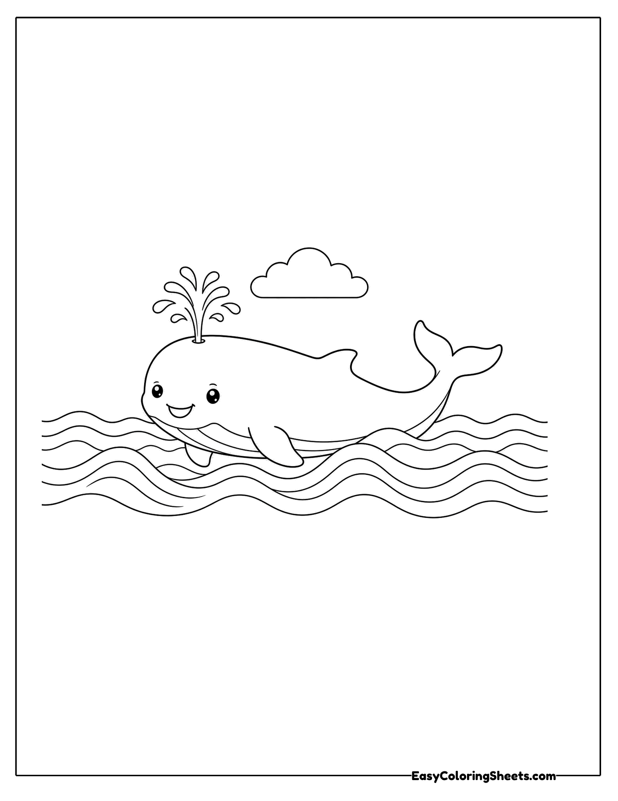 Whale spouting water in the waves
