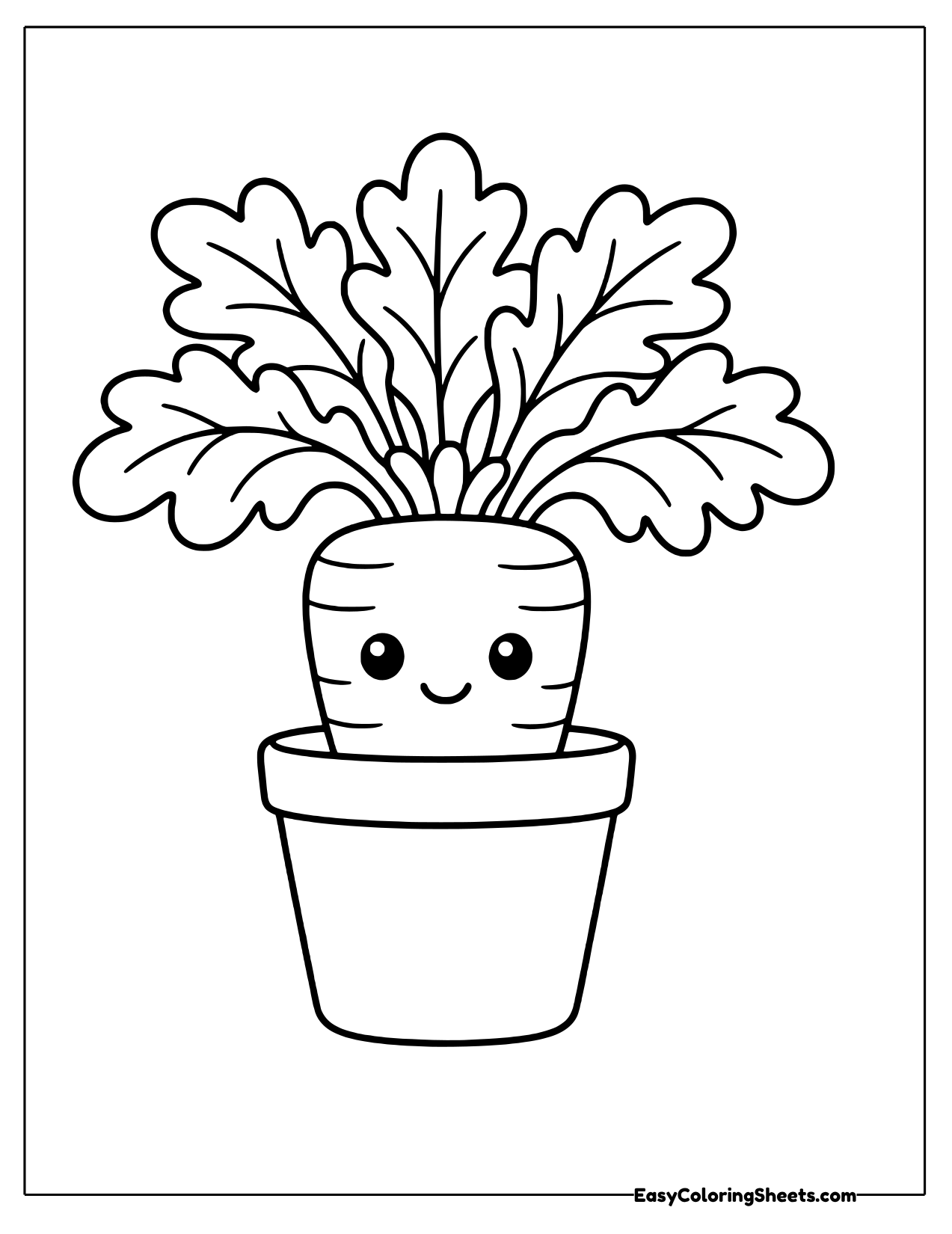 Smiling carrot planted in a flower pot