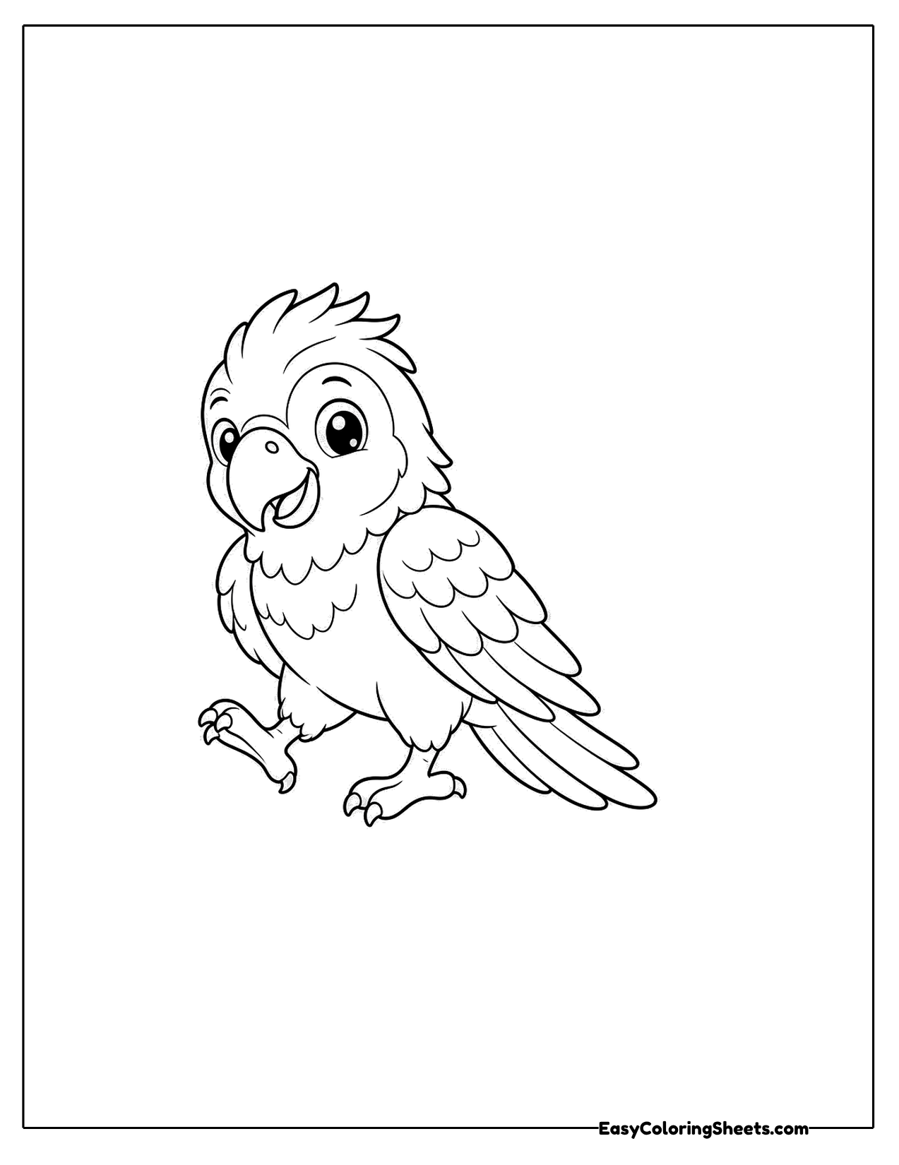 Parrot walking with one foot raised