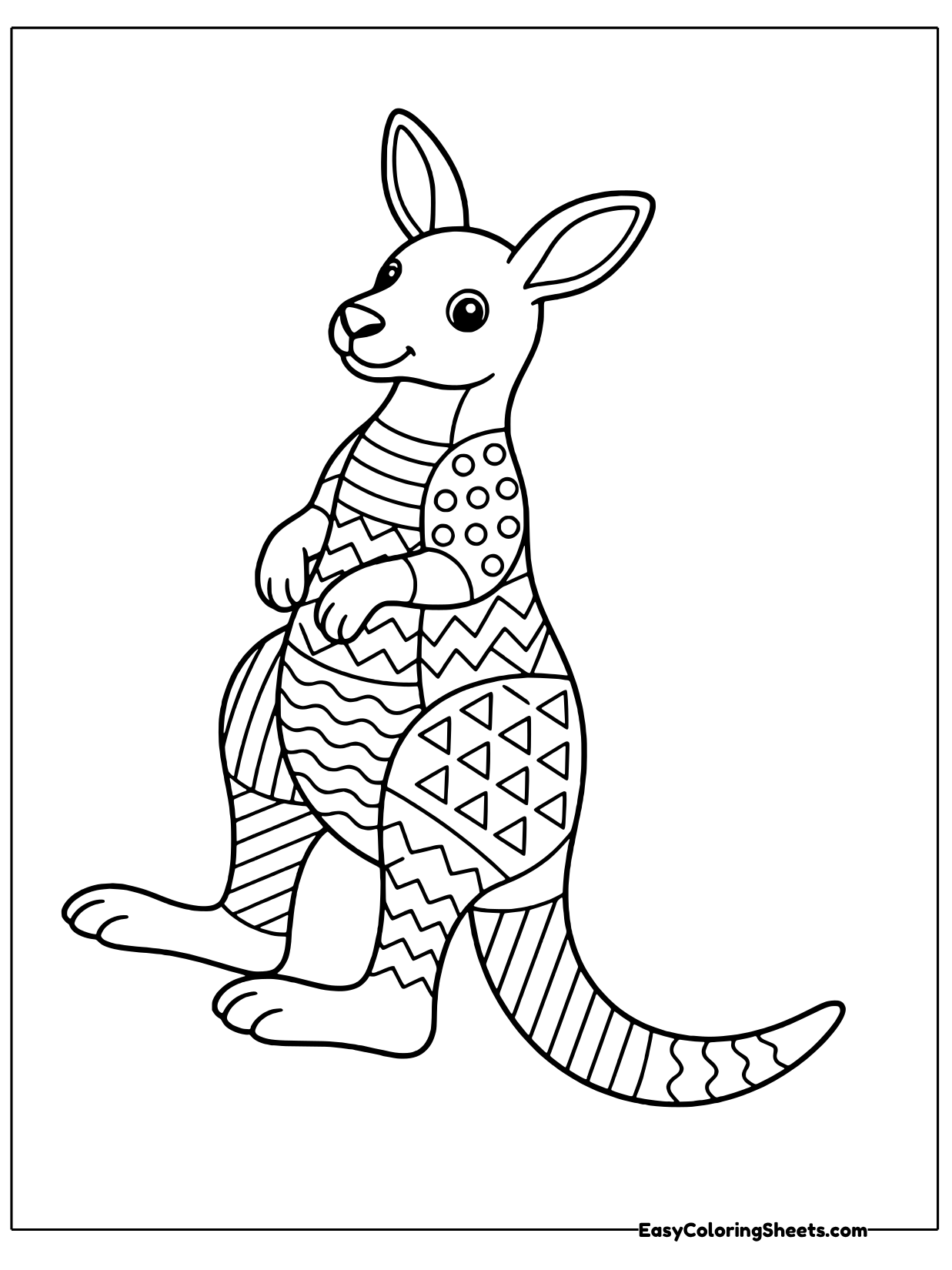 A tall kangaroo stands on its strong back legs with its long tail stretched behind.