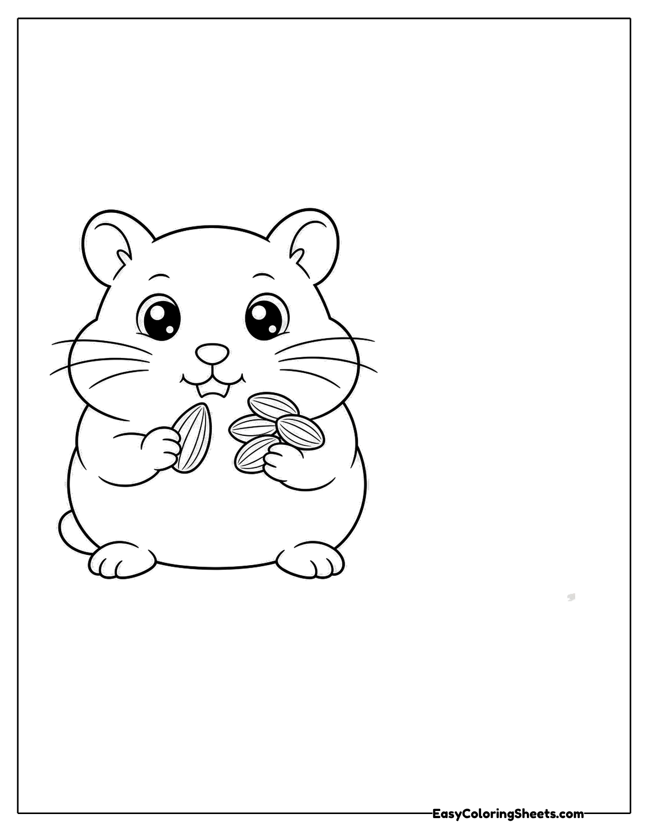 Small hamster sitting beside a pile of seeds