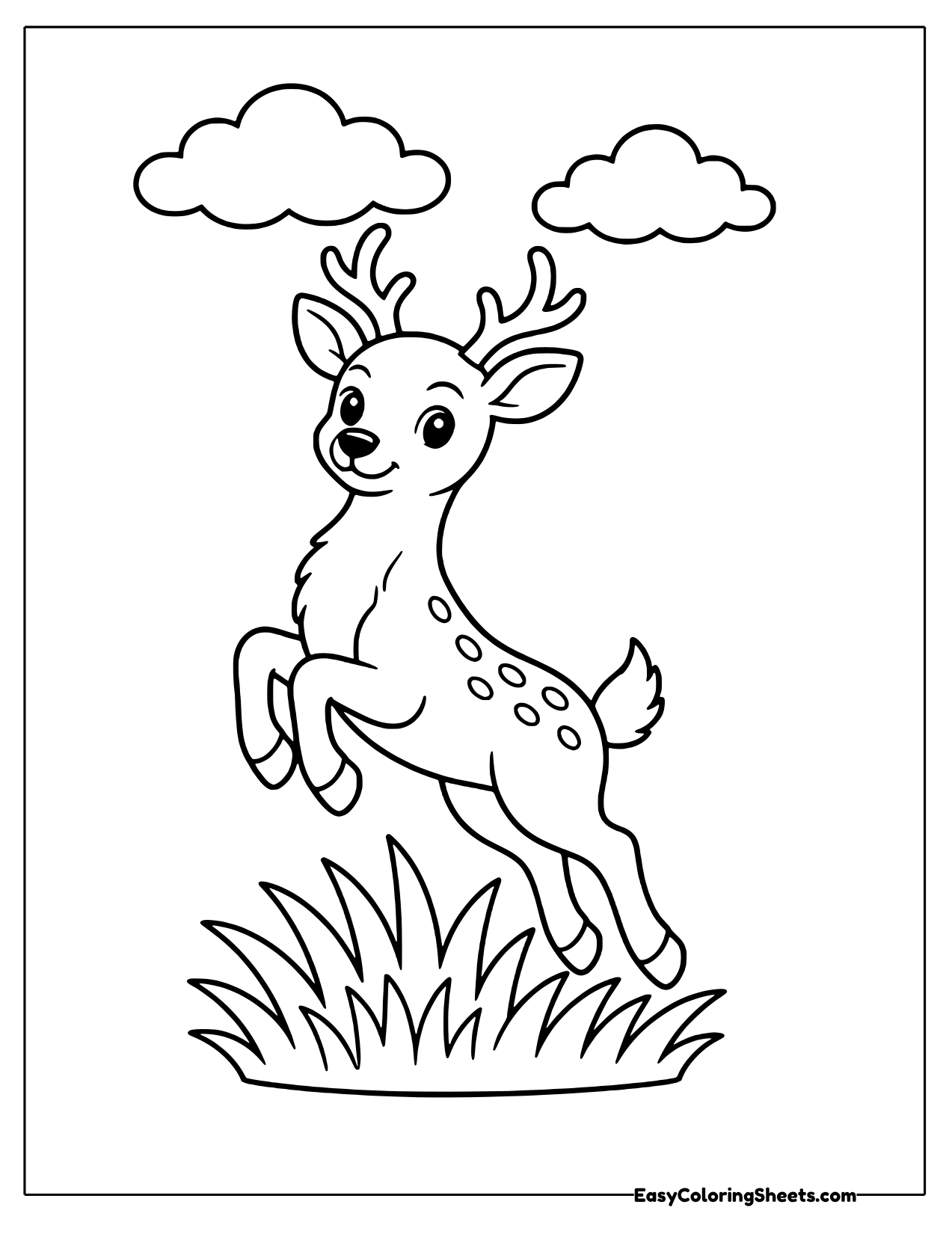 Deer leaping over tall grass