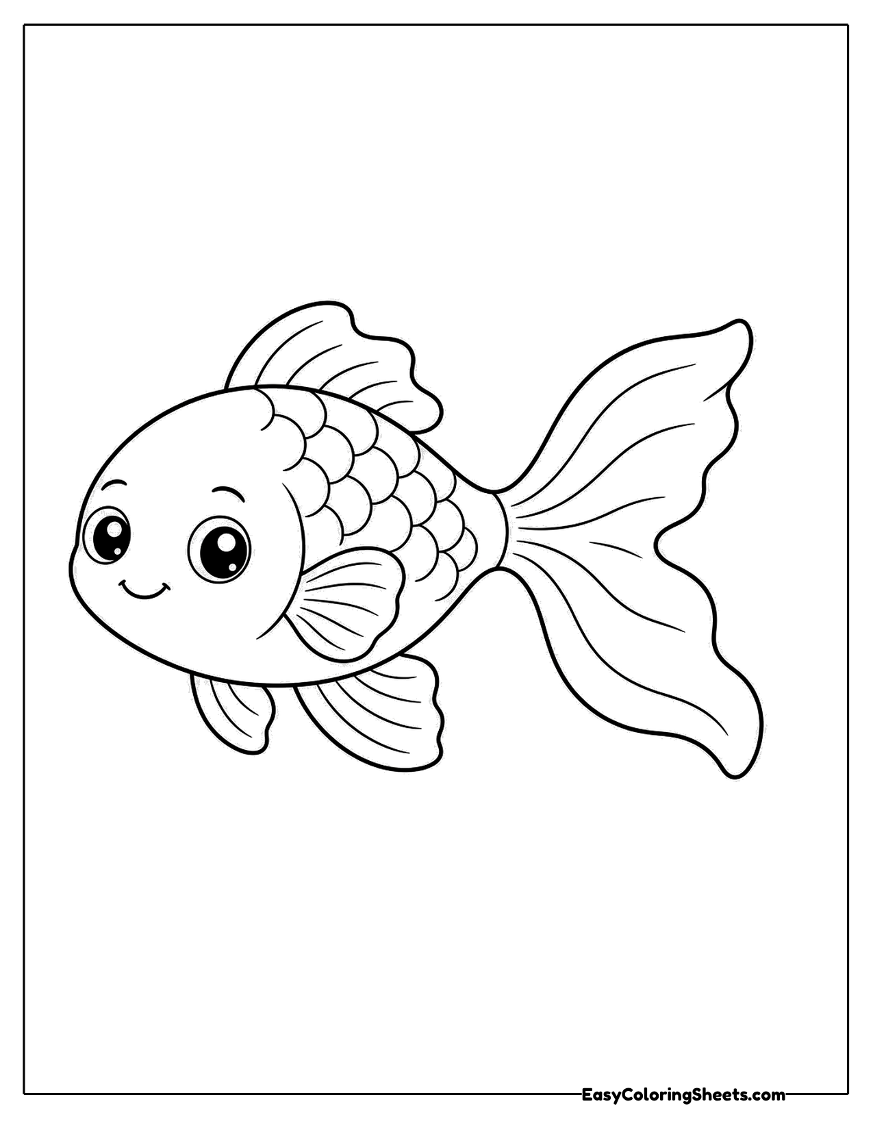 Cute goldfish with scales and a long split tail