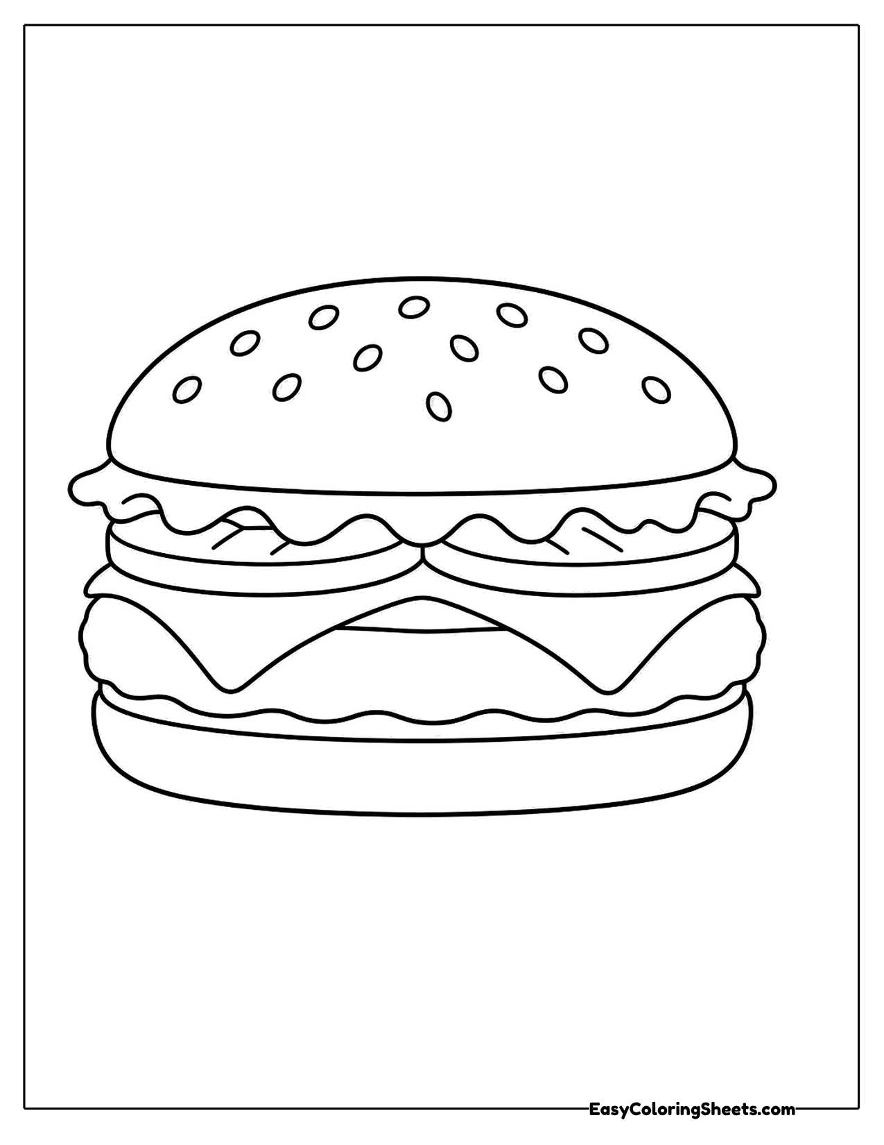 Cheeseburger with sesame bun, patty and melted cheese