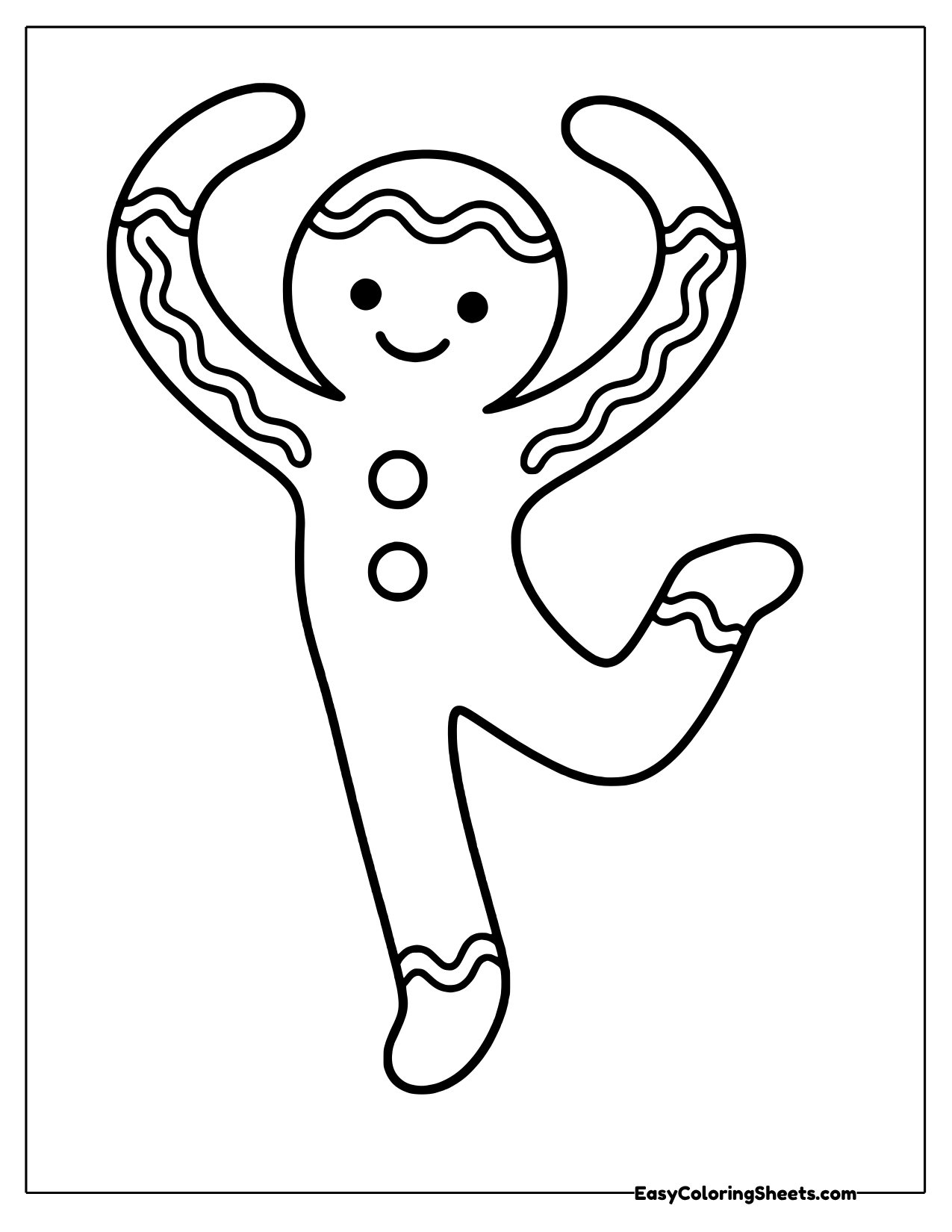 Gingerbread man dancing with one leg kicked up