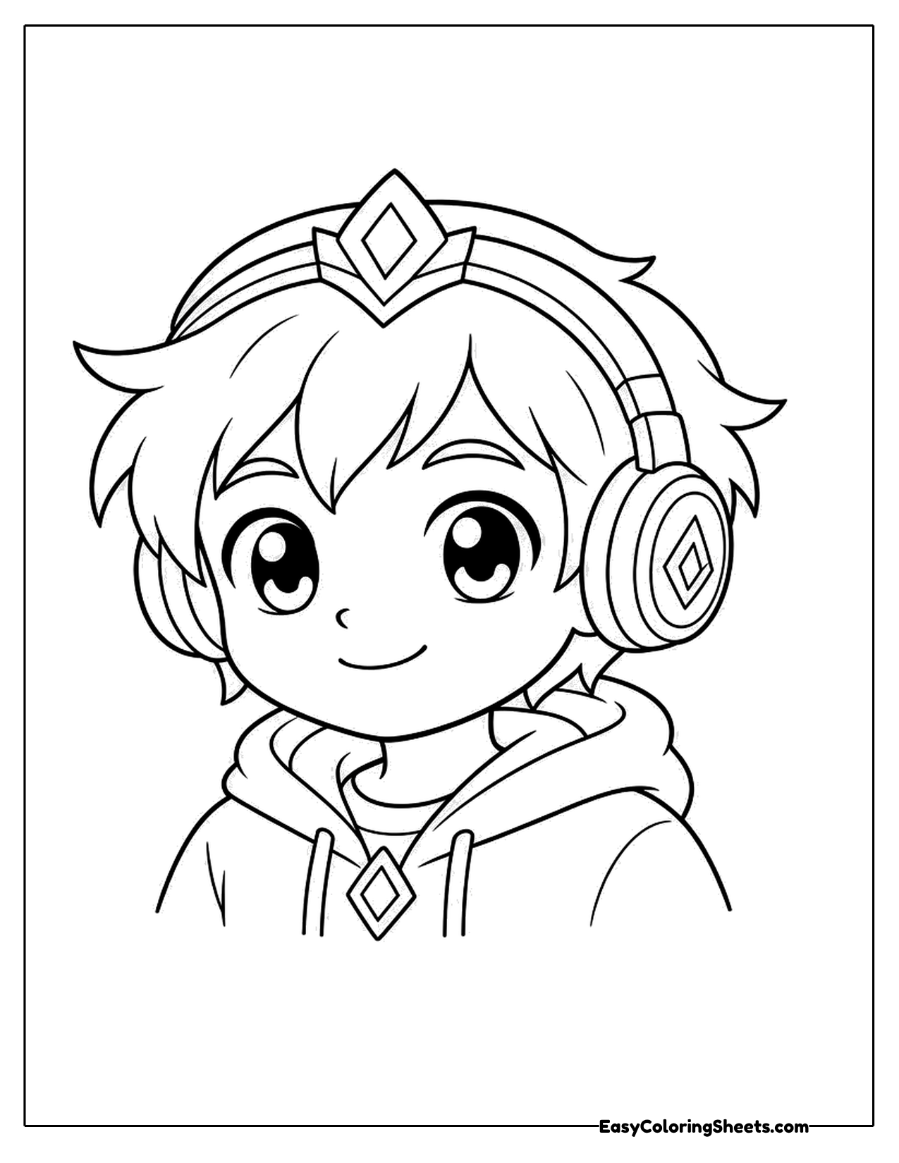 Gamer kid wearing headphones