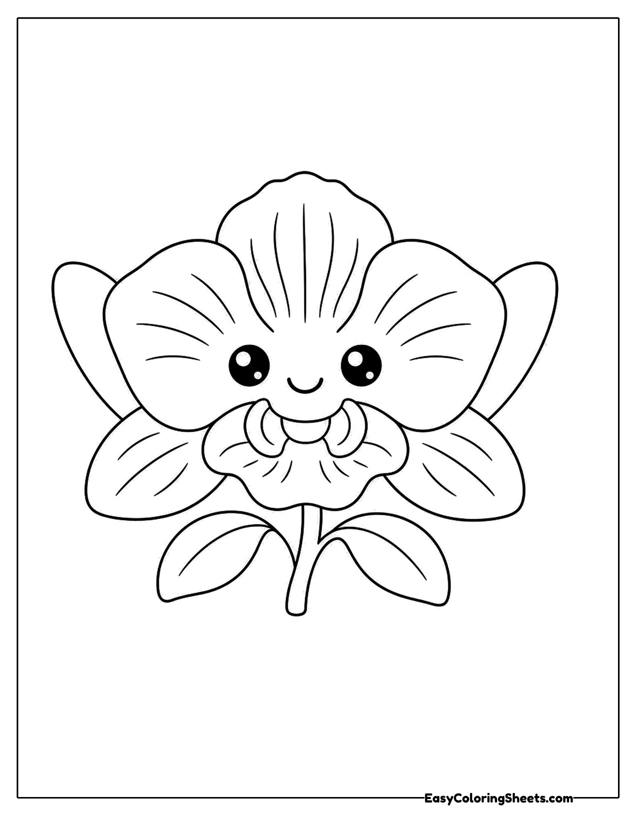 Smiling orchid flower character