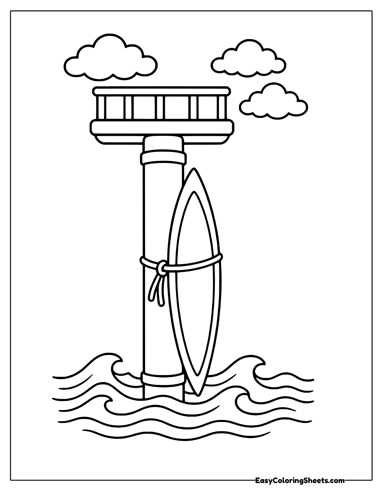 Canoe tied to a bridge piling