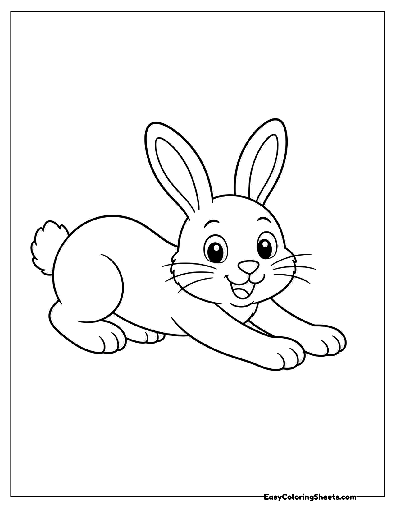 Rabbit stretching its front legs forward with its back raised