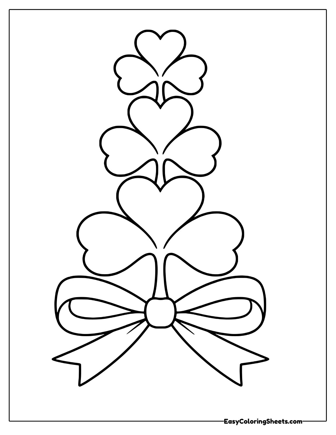 Tower of three stacked shamrocks with a ribbon bow at the base