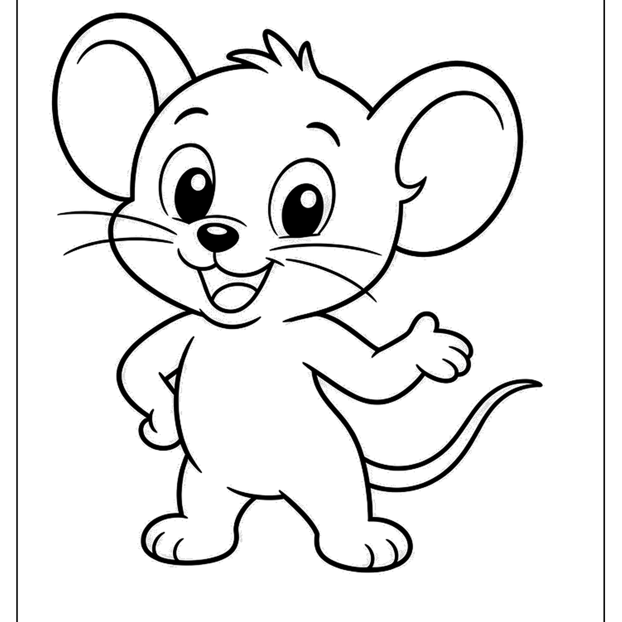 Cartoon mouse with big round ears waving
