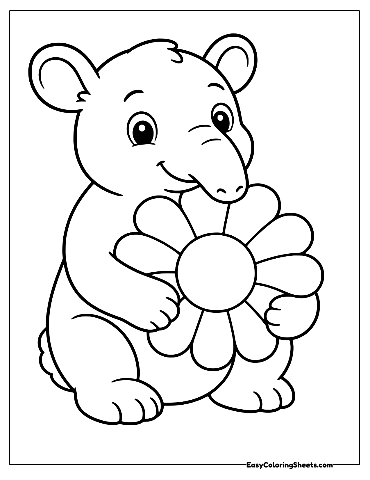 Tapir hugging a big flower