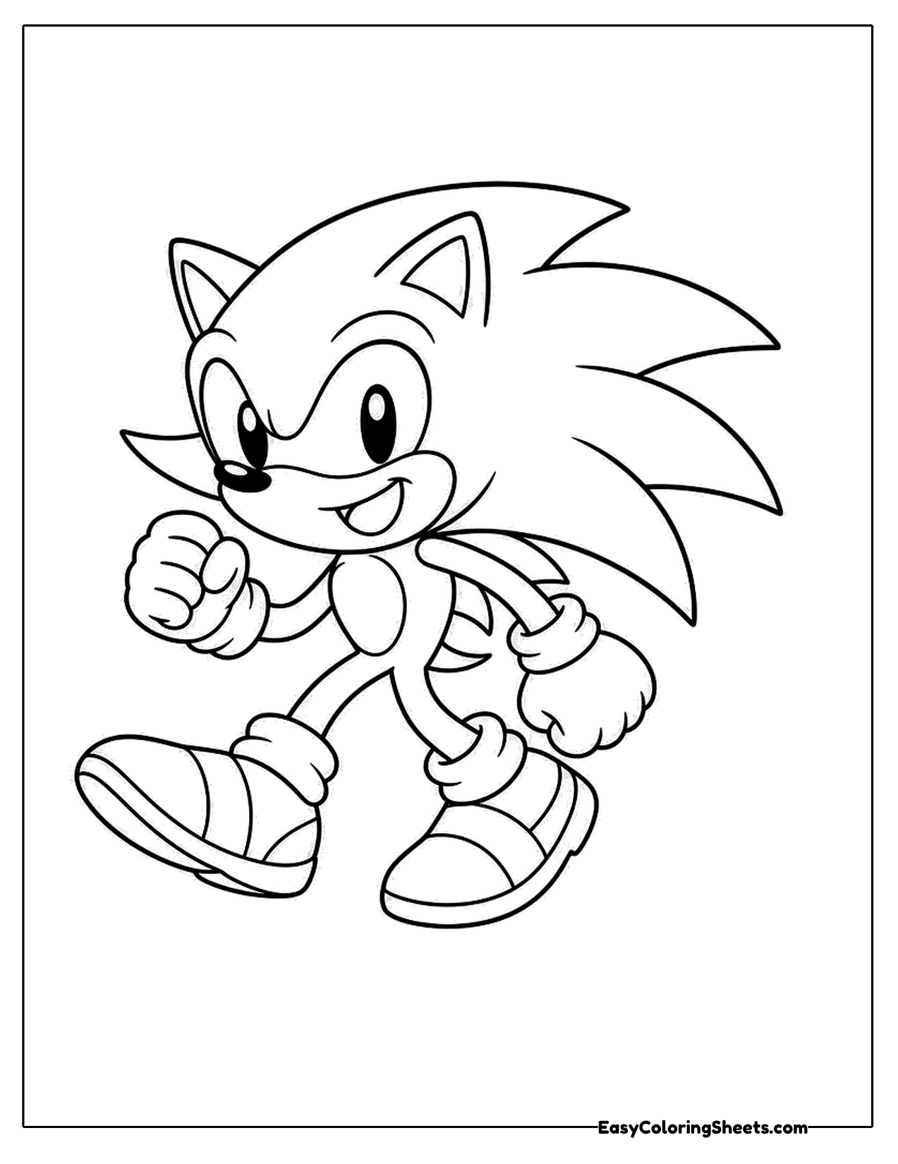 Hedgehog hero striding forward with a fist raised