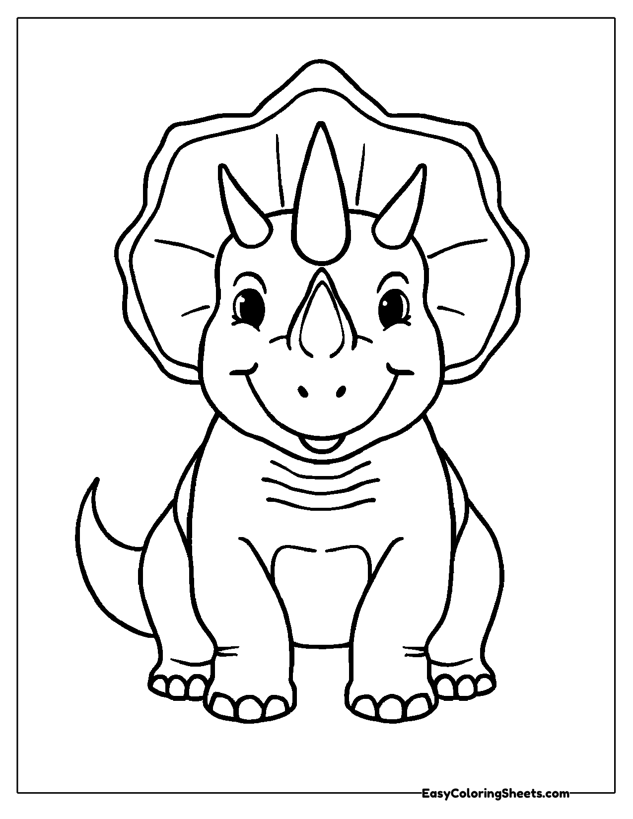 Triceratops facing forward with a big frill