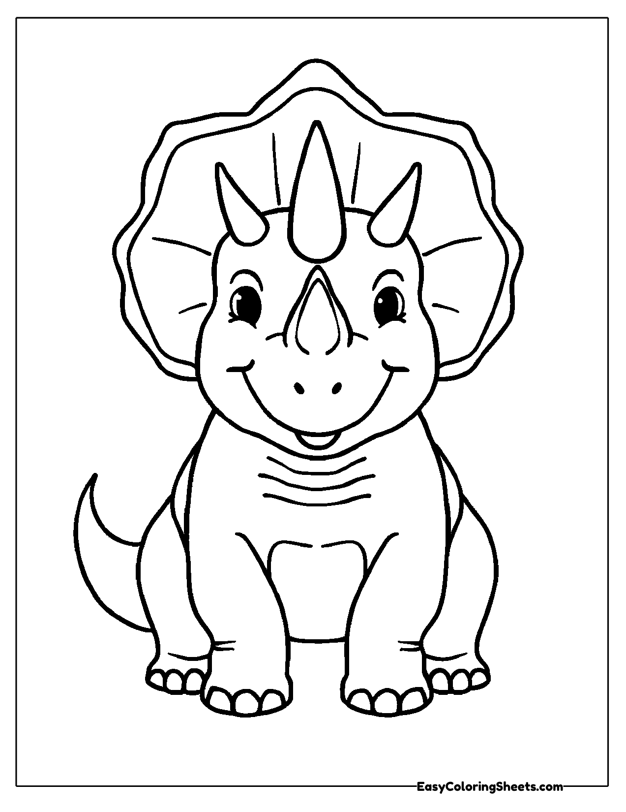 Triceratops facing forward with a big frill