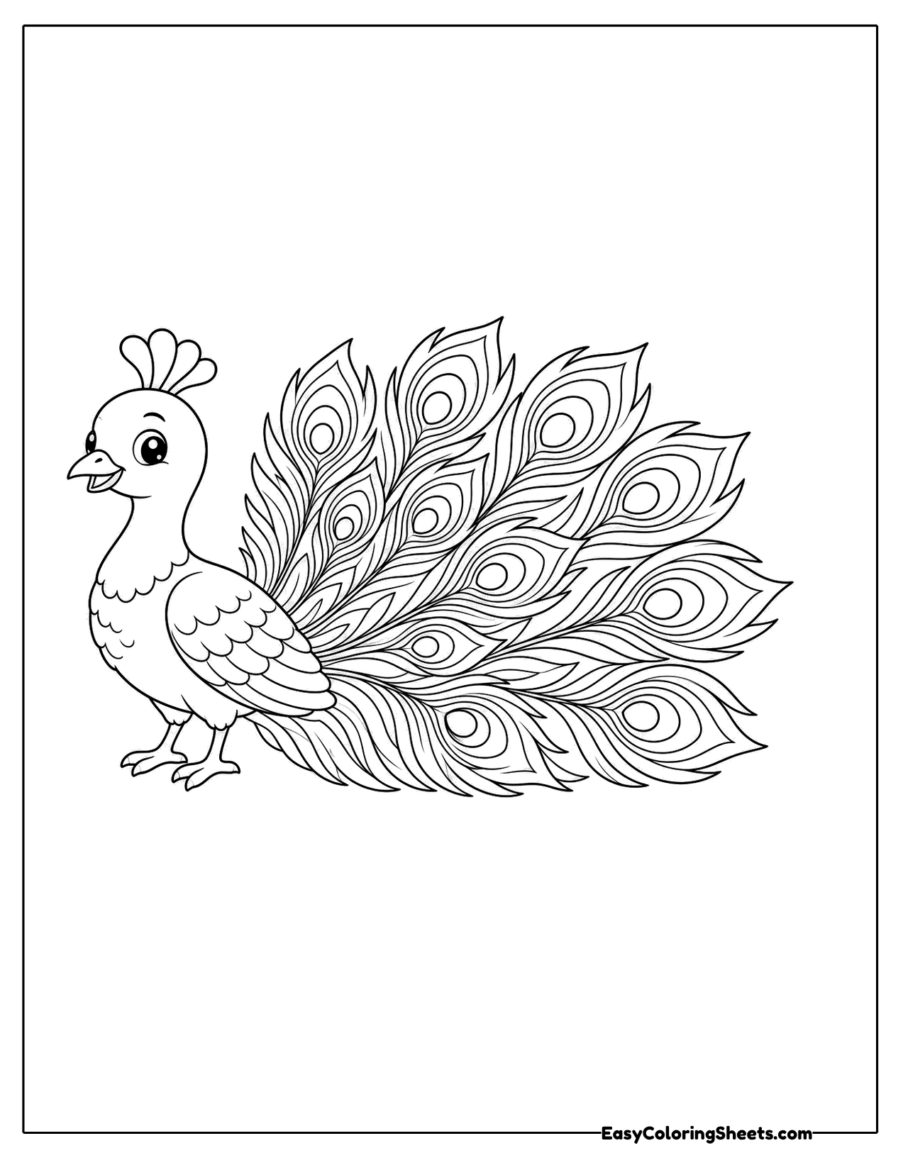 Peacock with a sweeping tail