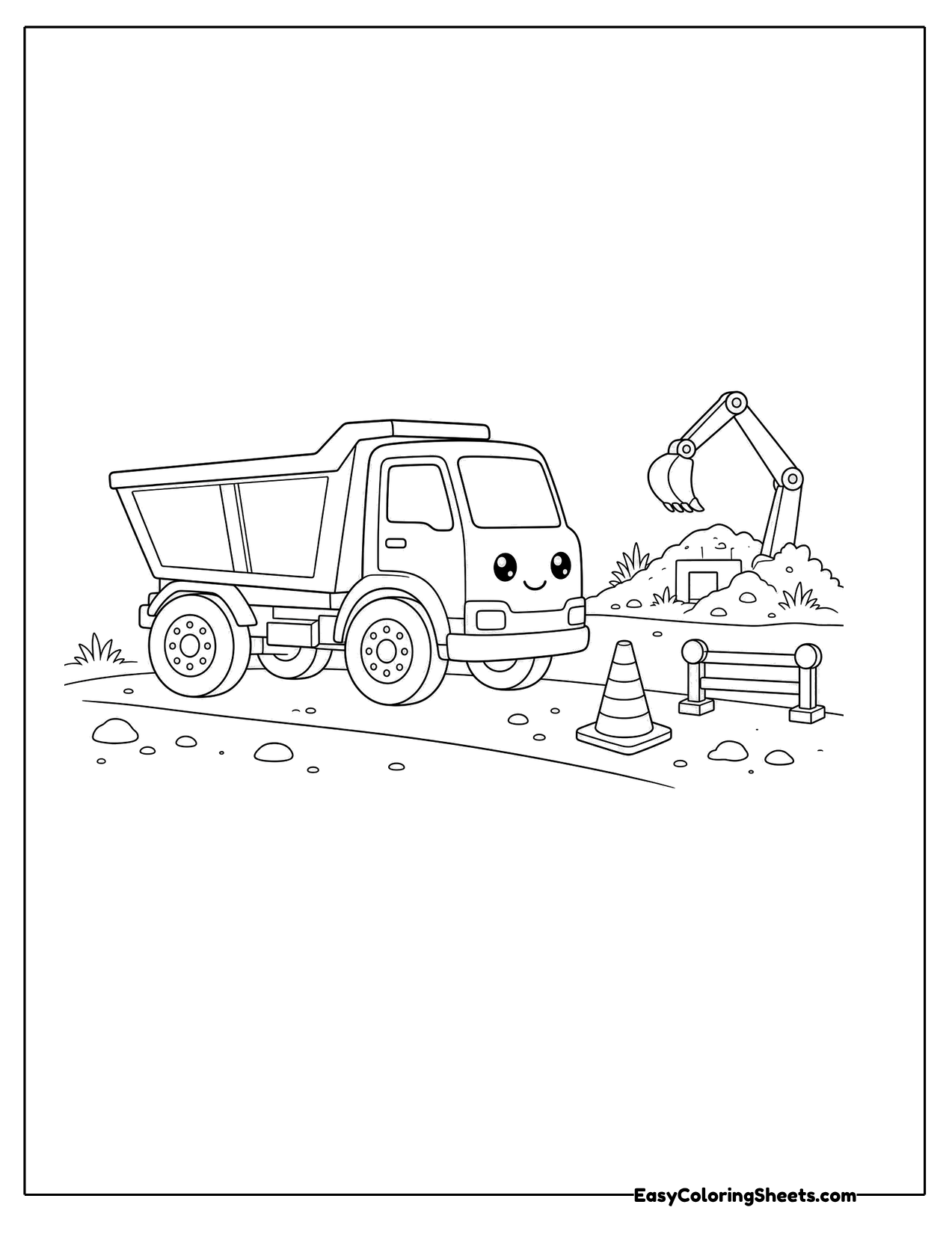 Dump truck at a construction site