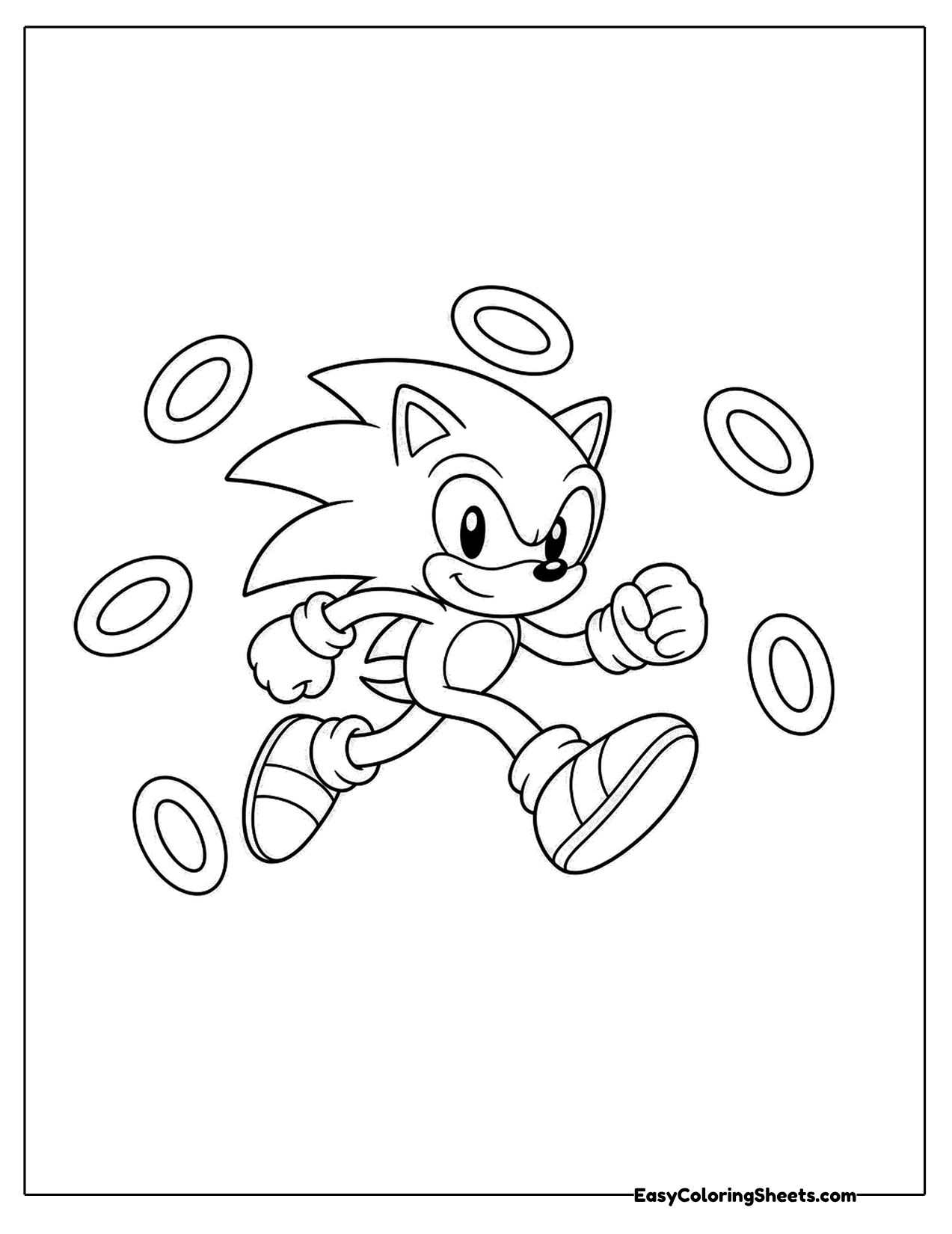 Hedgehog running among floating rings