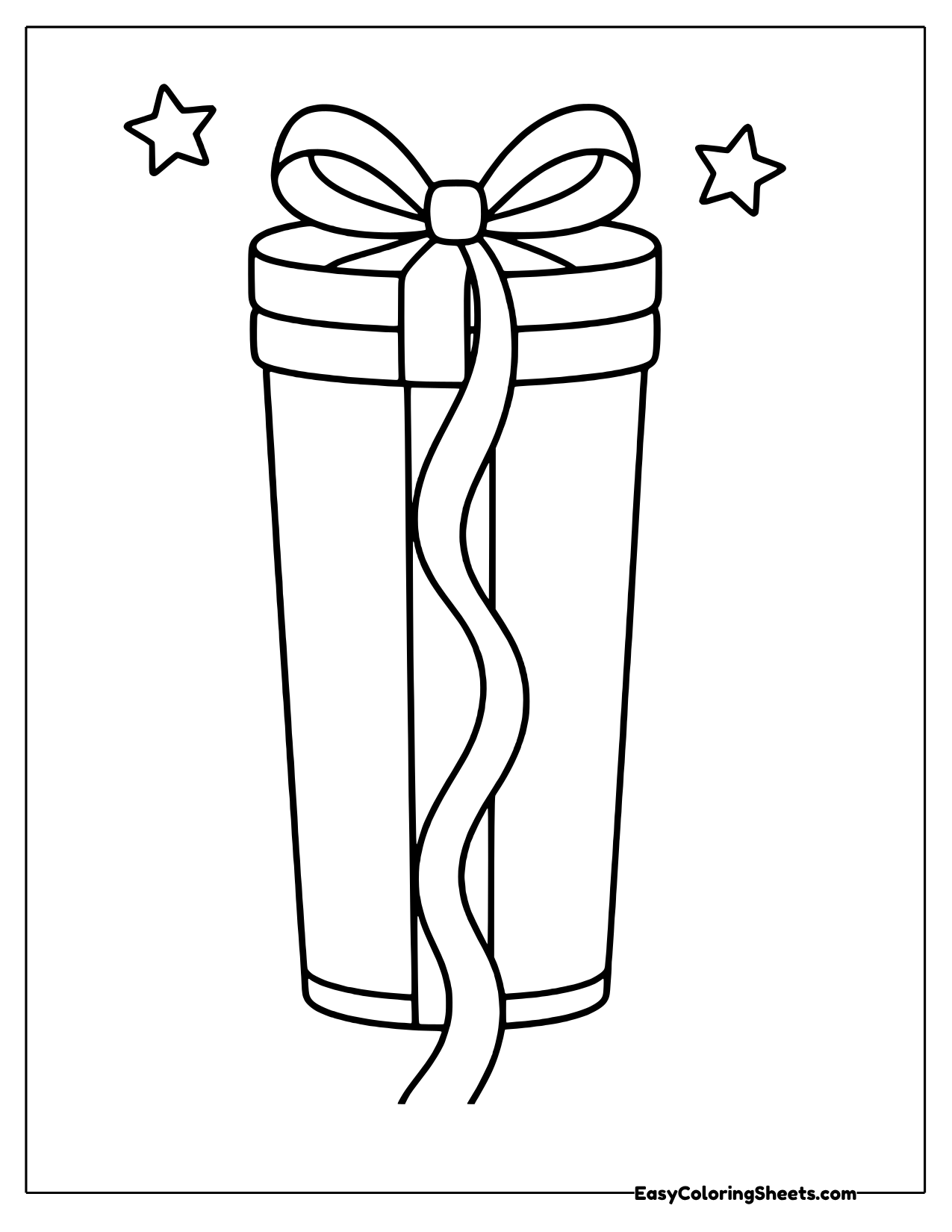 Tall thin present with a long ribbon
