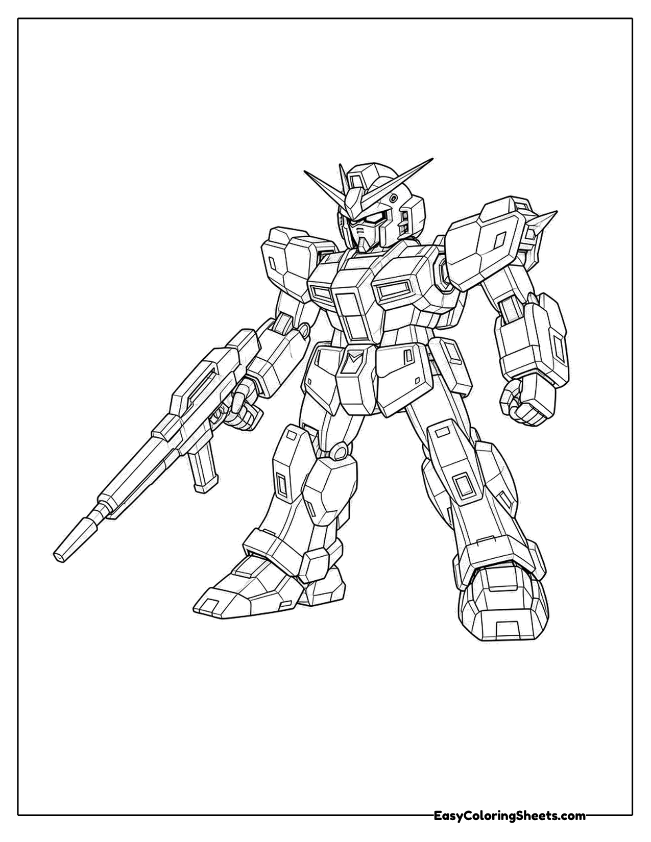 Armored robot holding a long rifle