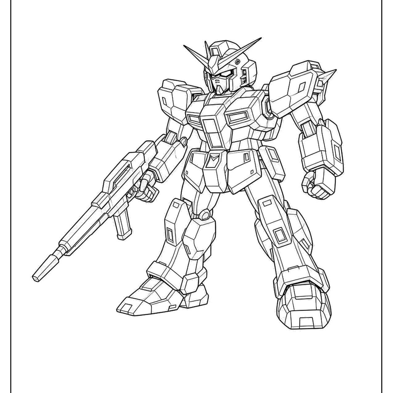 Armored robot holding a long rifle