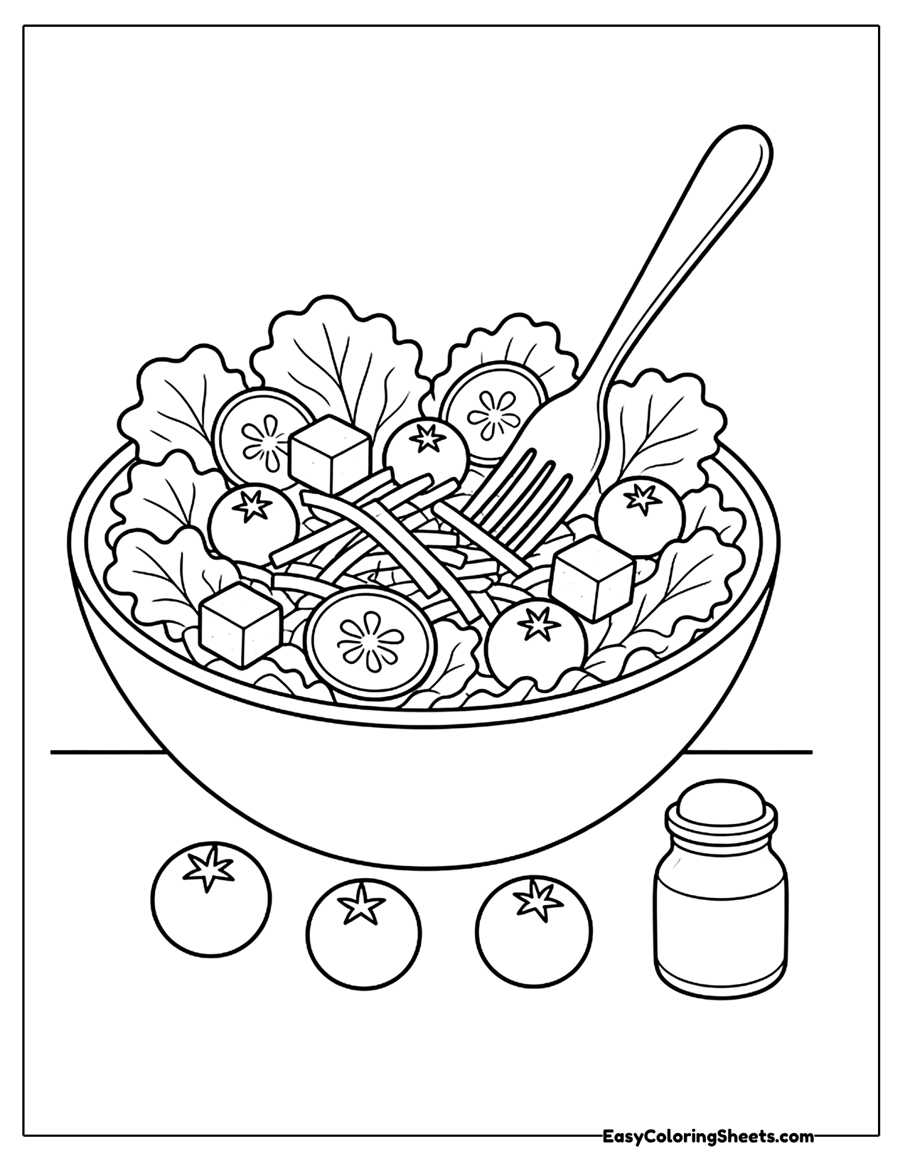 Salad bowl with leafy greens and cherry tomatoes