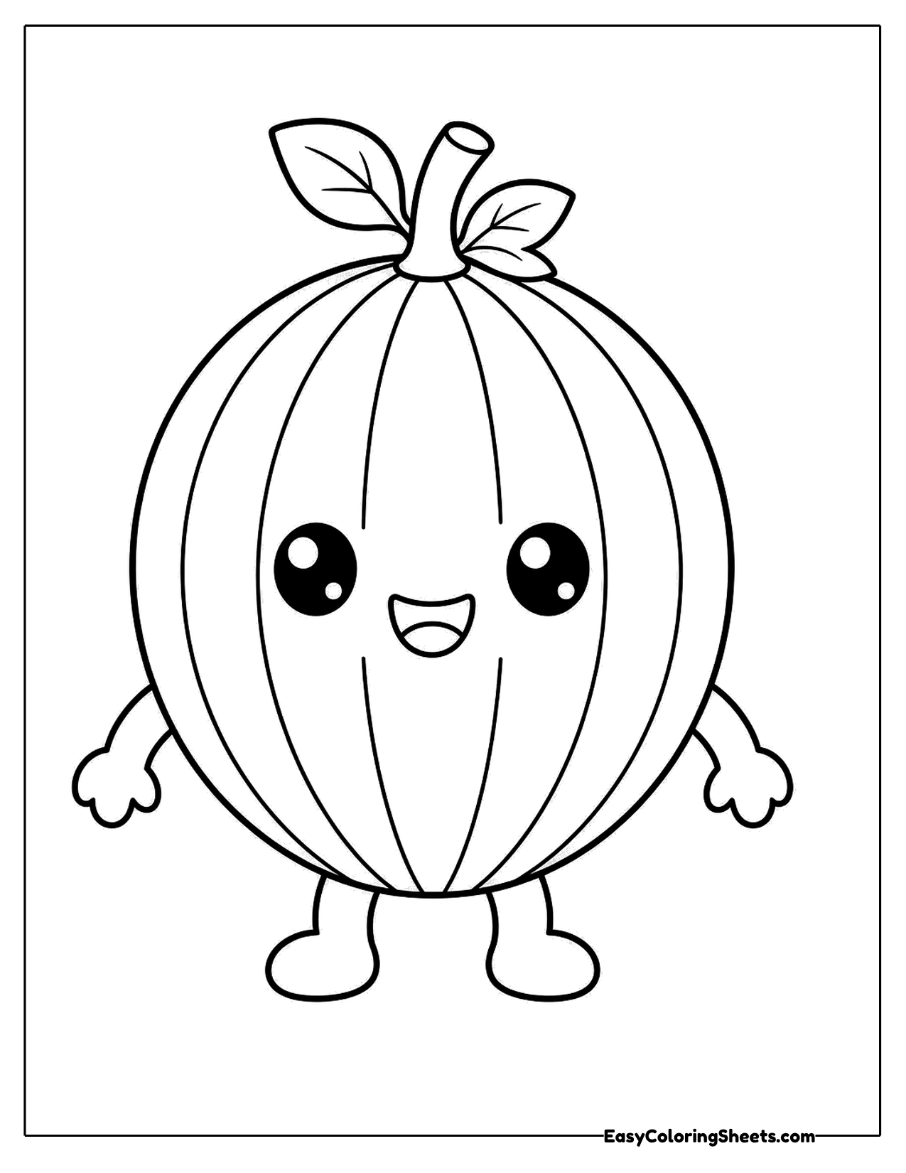 Smiling watermelon character with legs