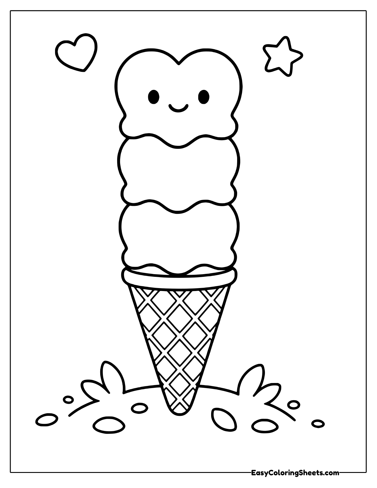 Ice cream cone with stacked heart scoops