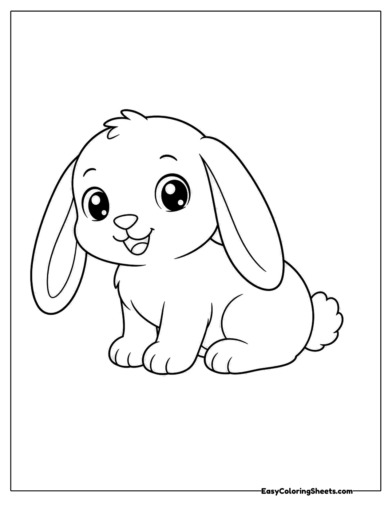 Lop-eared bunny with long floppy ears hanging down