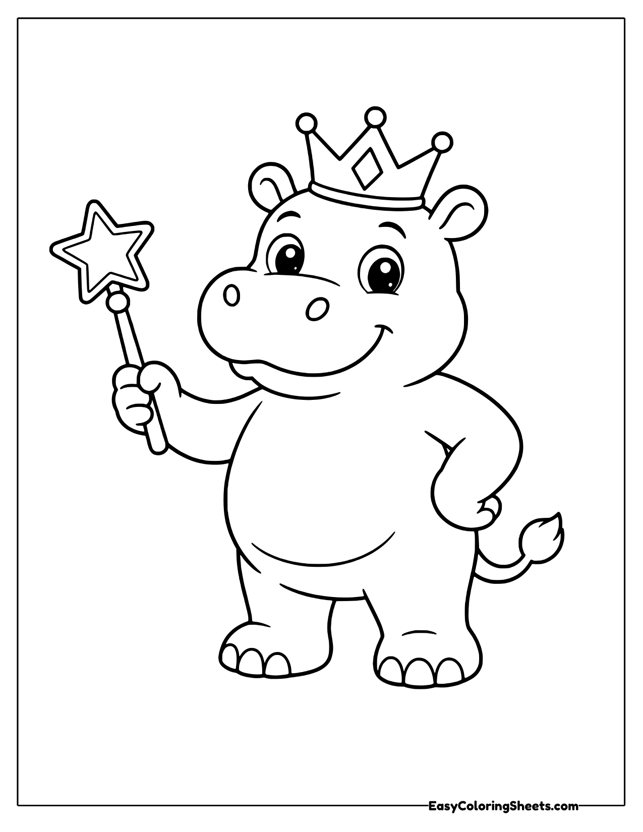 Hippo wearing a crown and holding a star wand