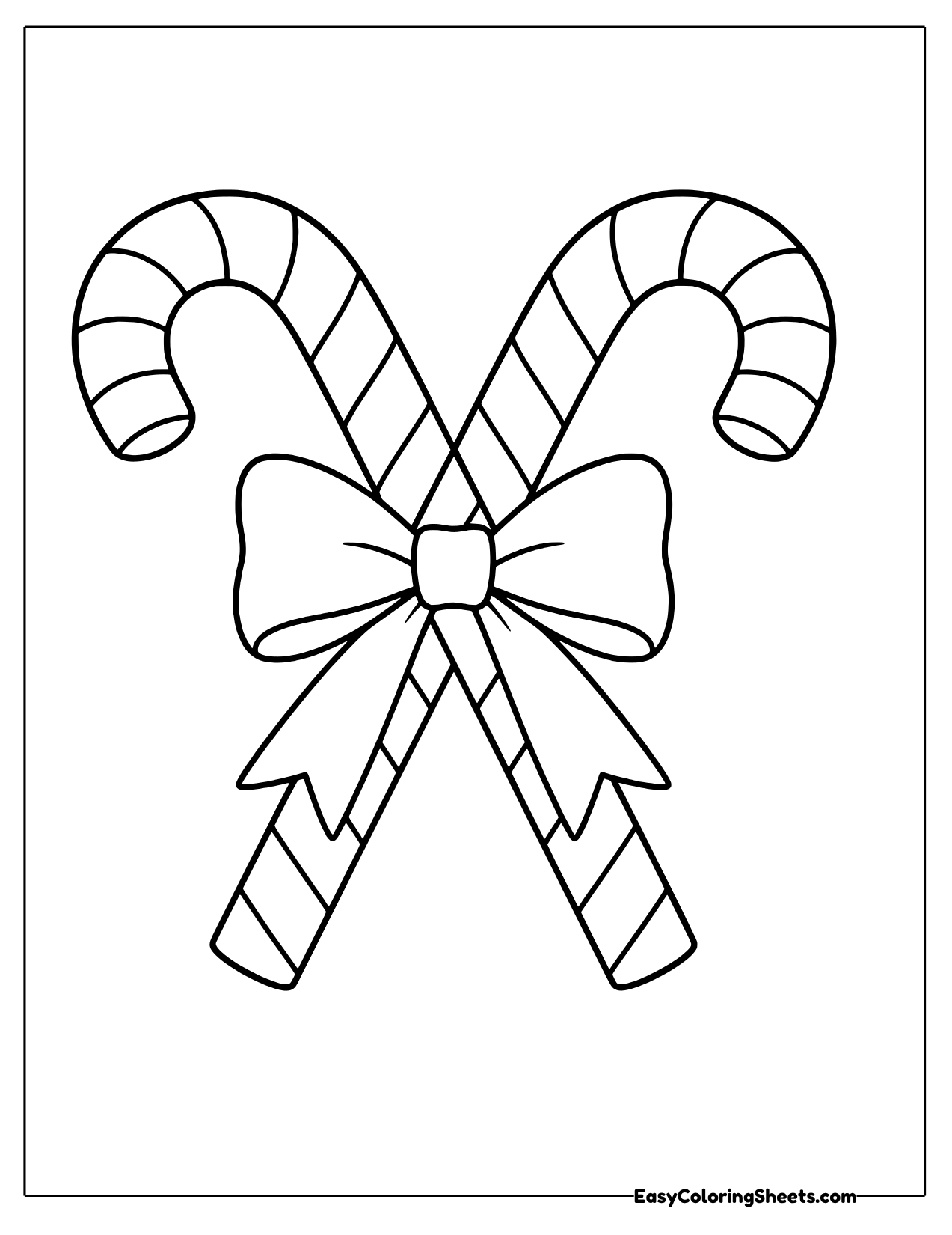 Two crossed candy canes tied with a bow