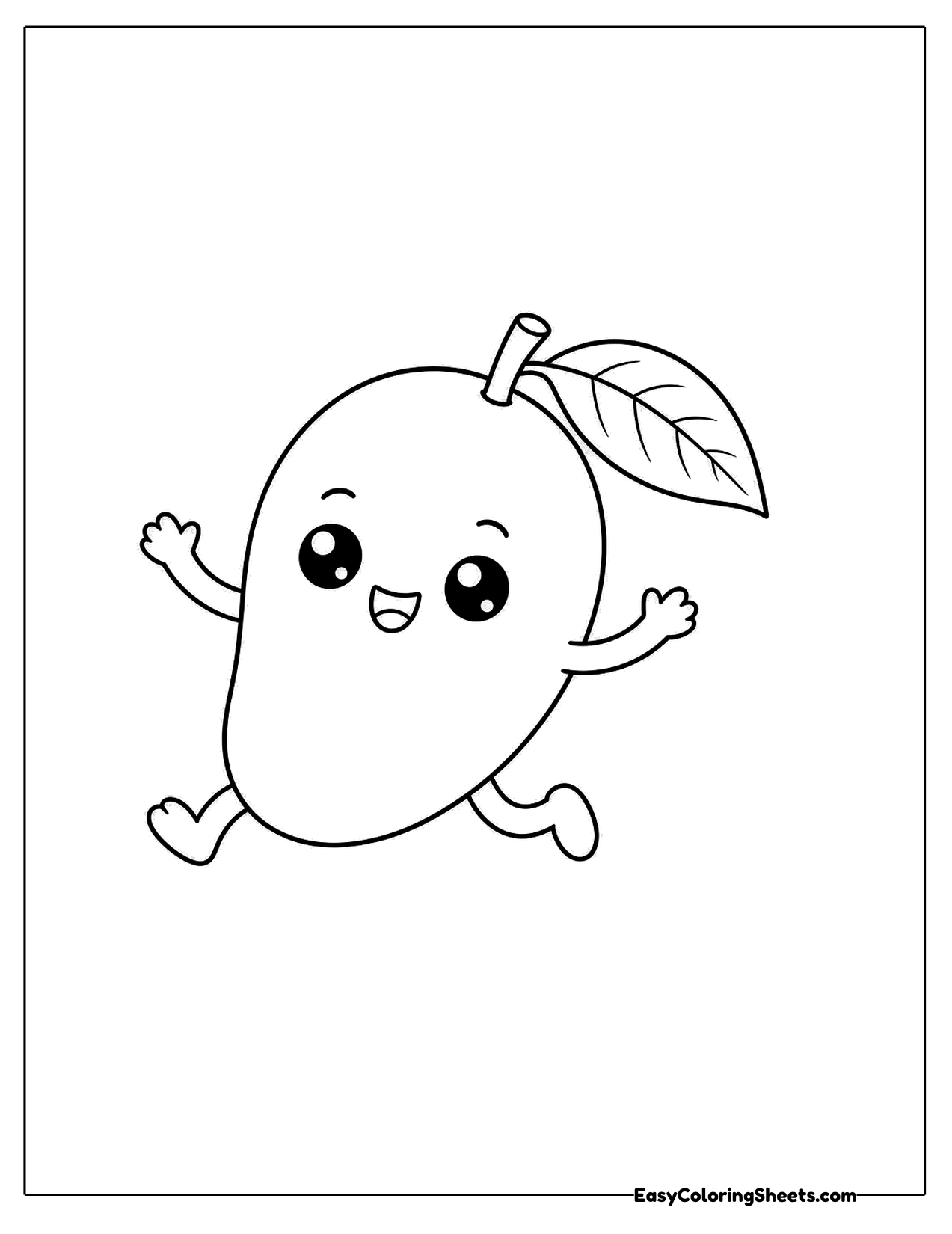 Running mango character with a happy face