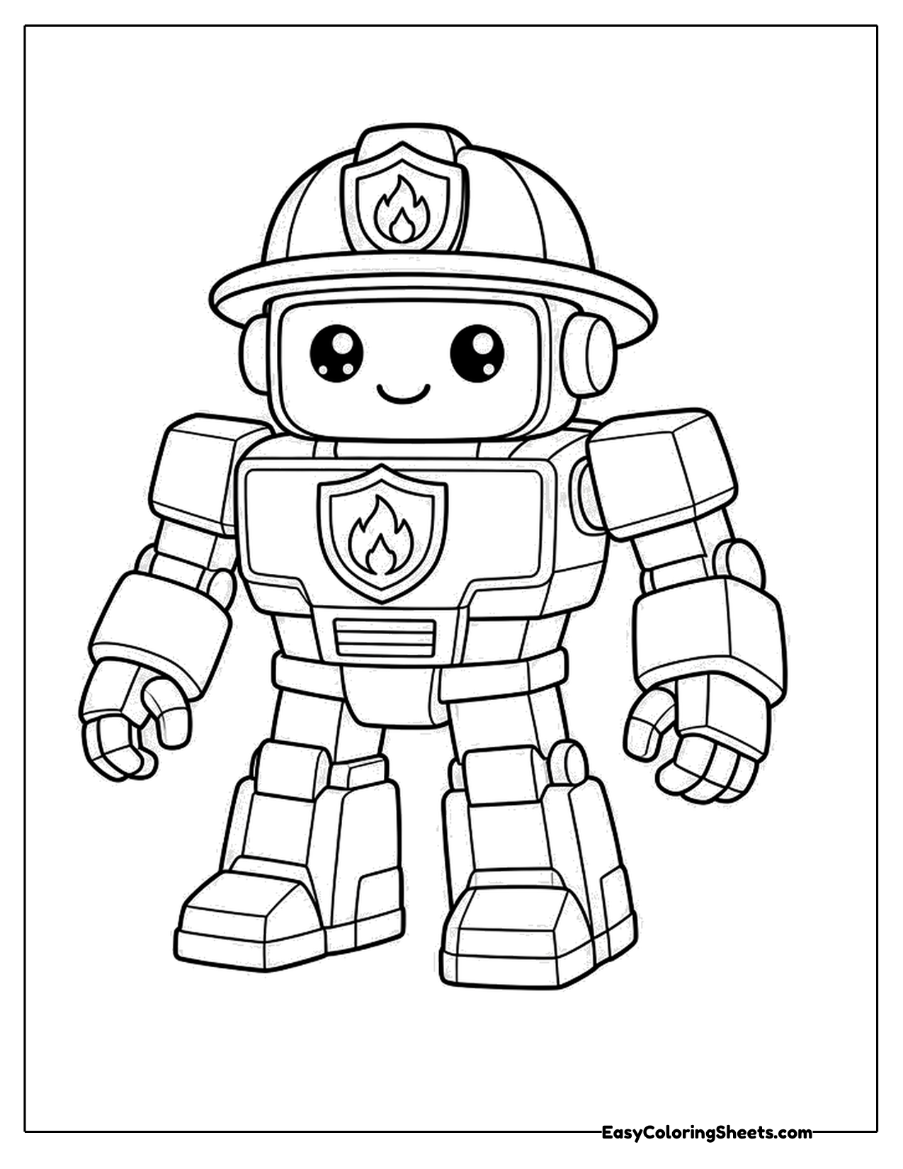 Robot firefighter with a helmet