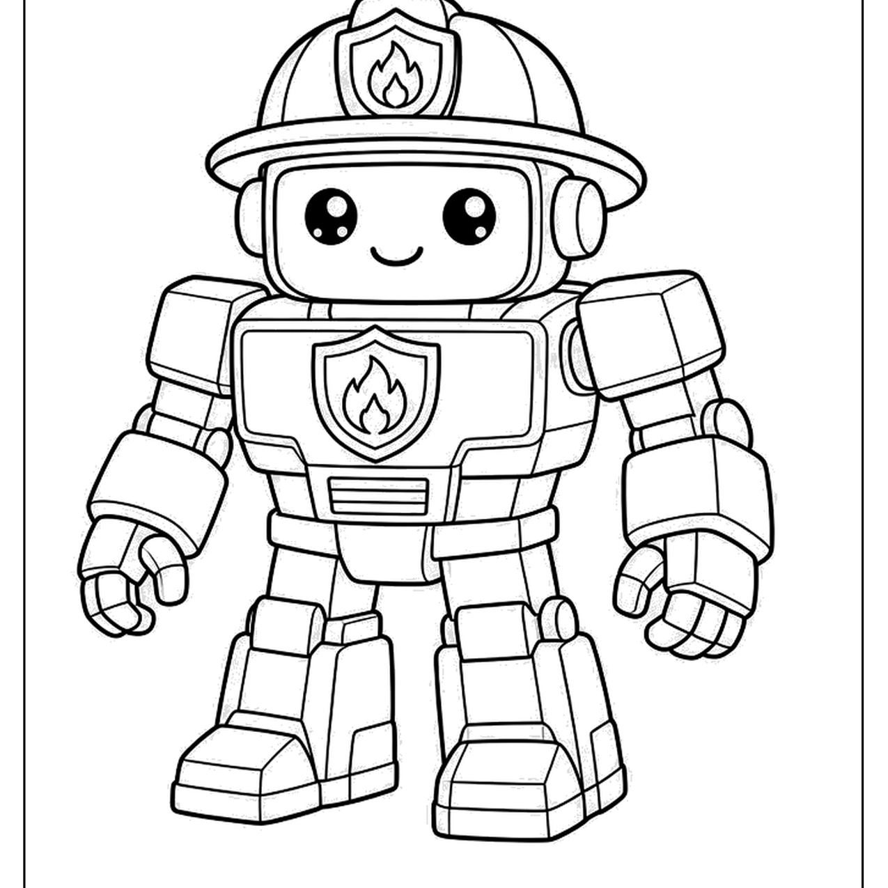 Robot firefighter with a helmet