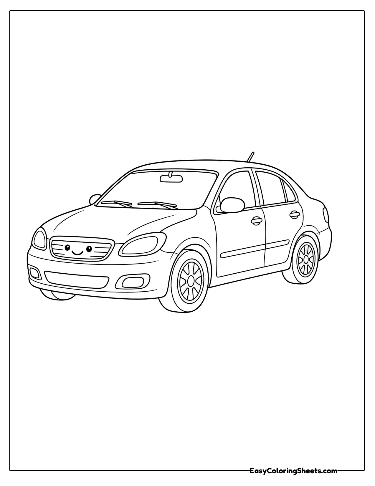 Realistic four door family sedan