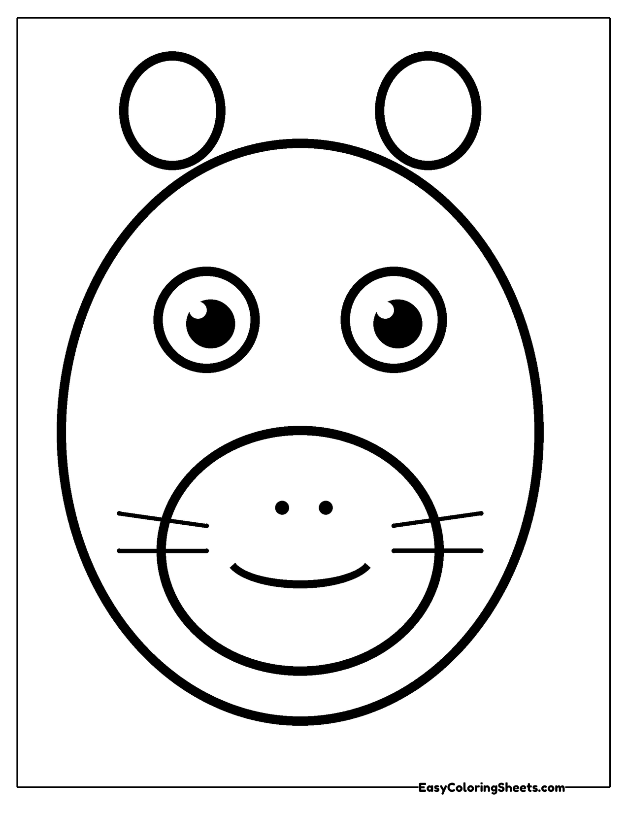 Simple capybara face with round ears