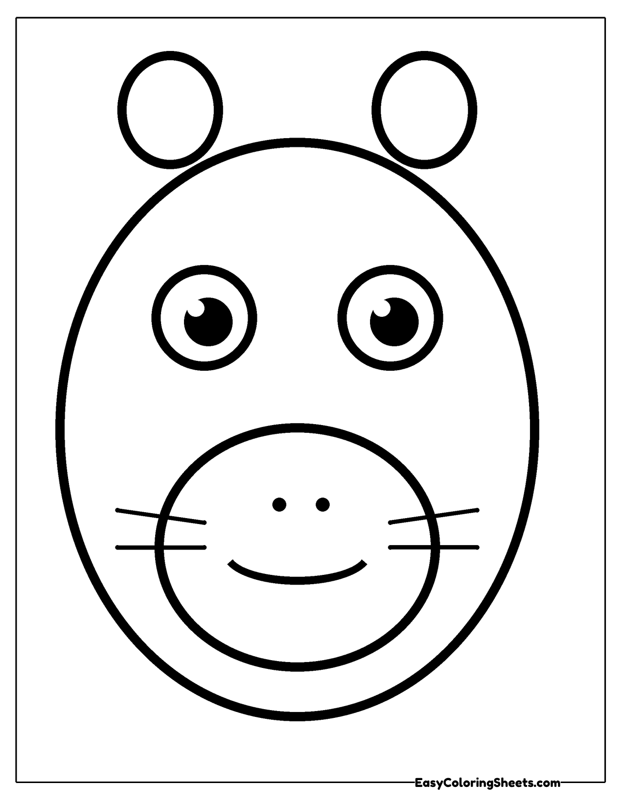 Simple capybara face with round ears