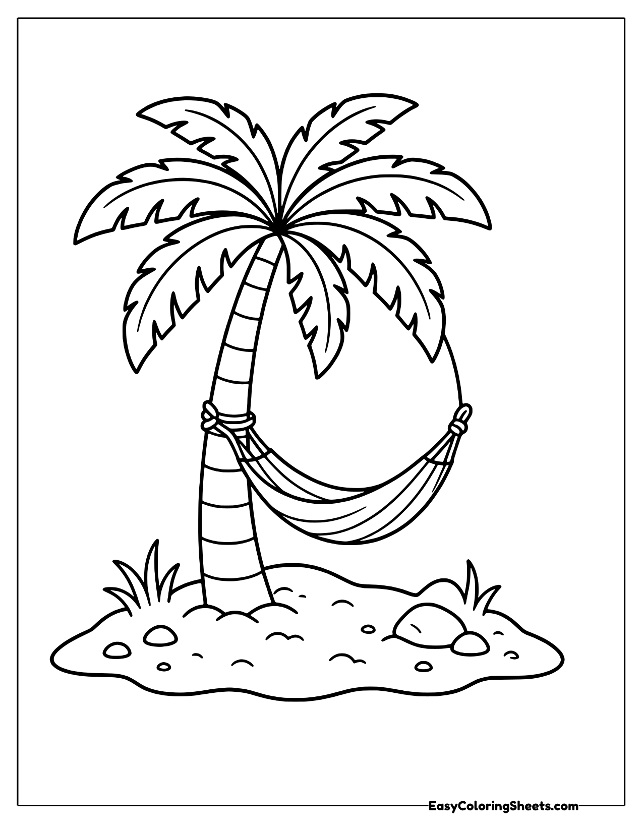 Hammock hanging from a palm tree