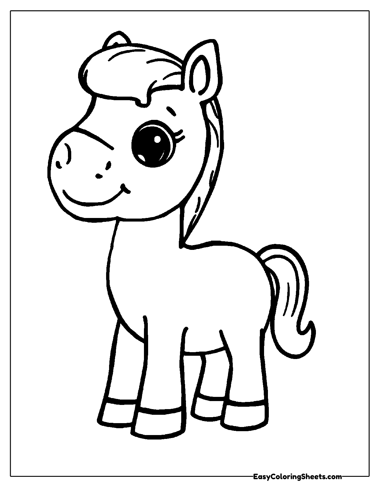 Easy pony with bold outlines and a short mane