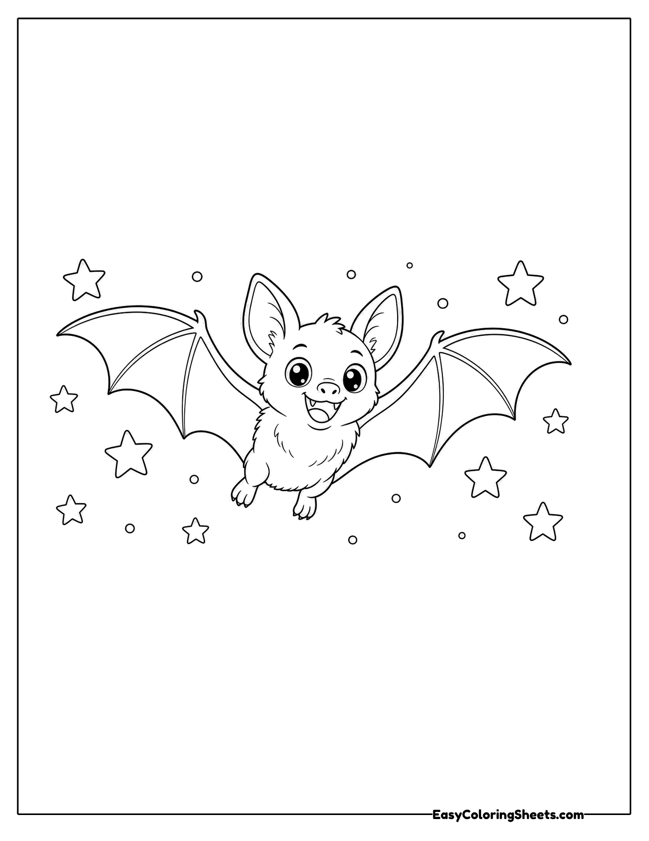 Small bat flying among stars